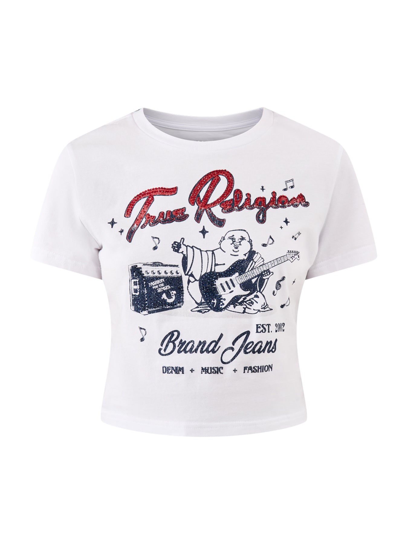 Crystal Buddha Short-Sleeve Baby Tee White