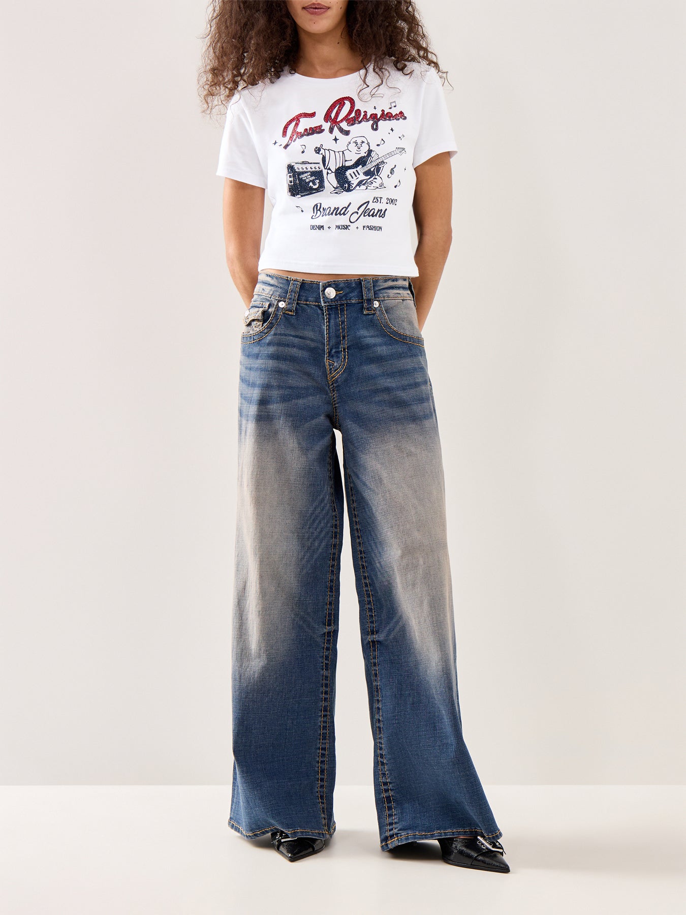 Crystal Buddha Short-Sleeve Baby Tee White
