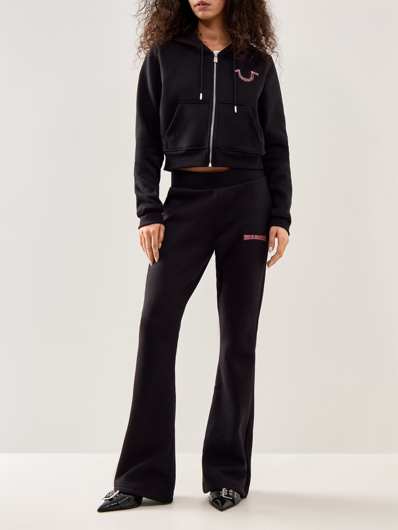 Rainbow Stitch Bootcut Trousers Black