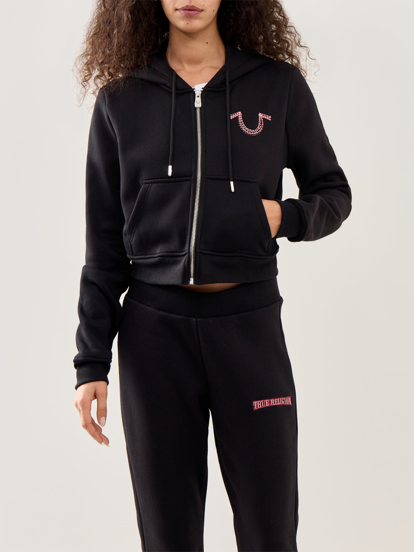 Rainbow Stitch Shrunken Hoodie Black