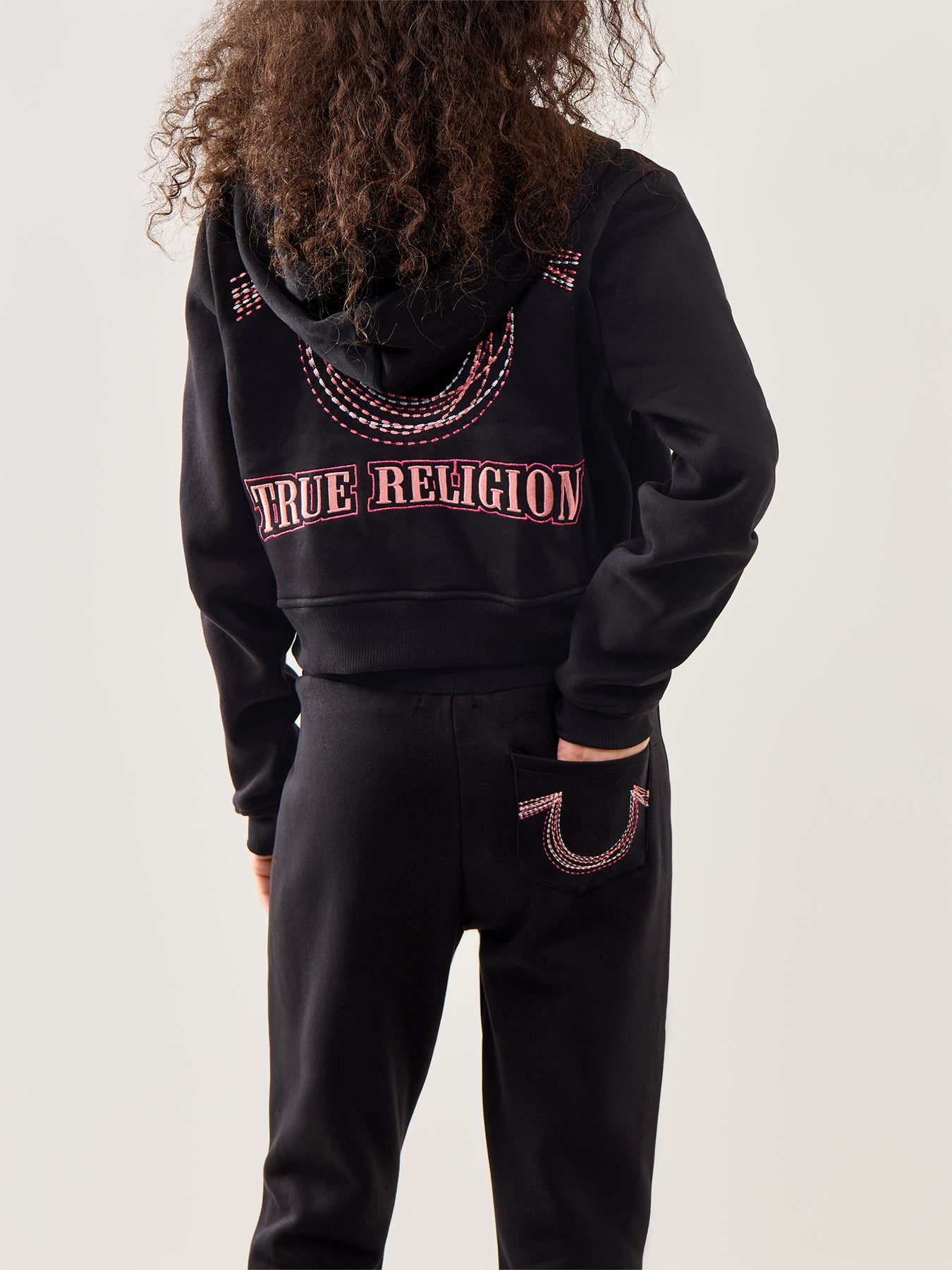 Rainbow Stitch Shrunken Hoodie Black