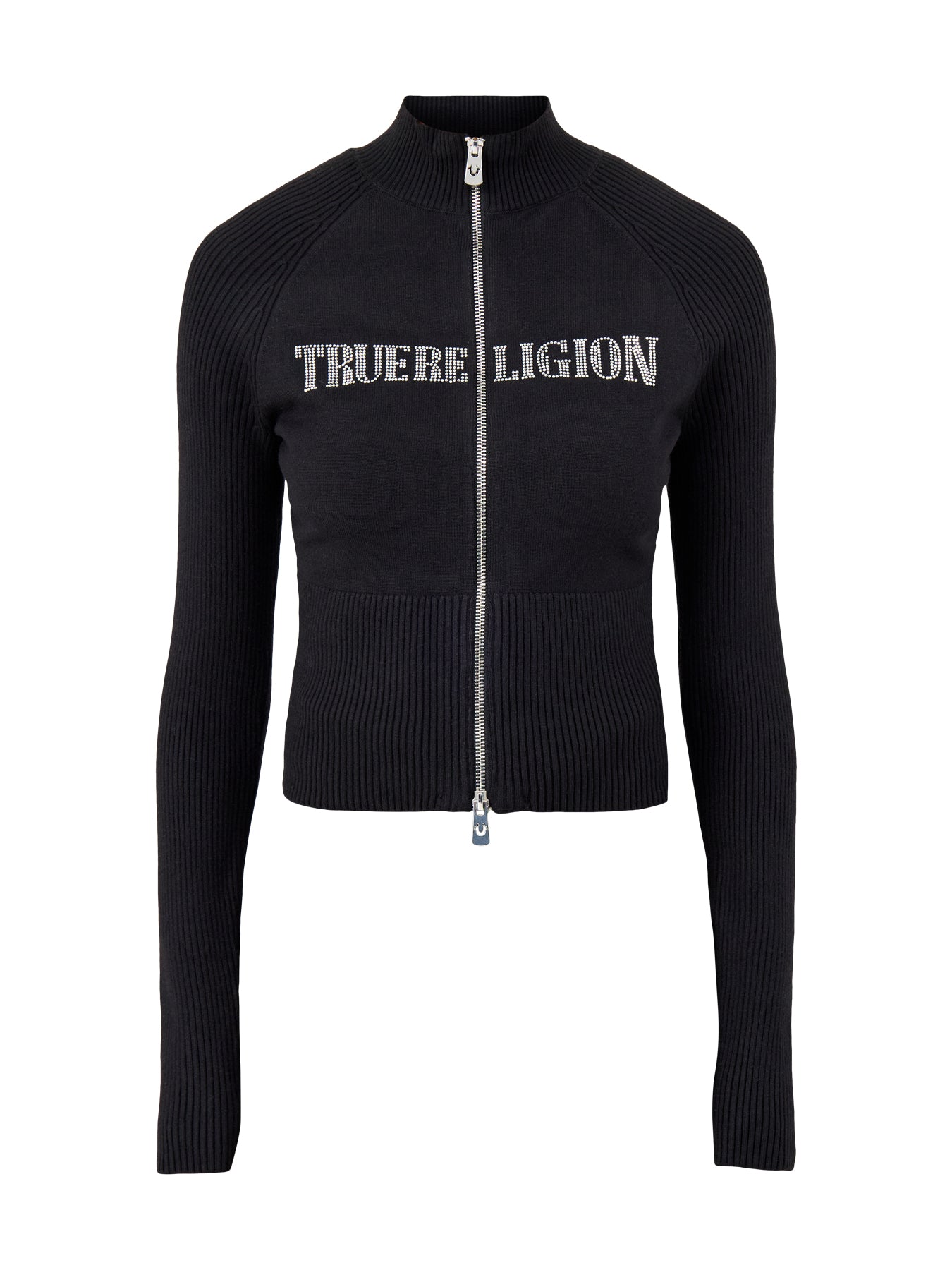 Crystal Zip Up Sweater Black