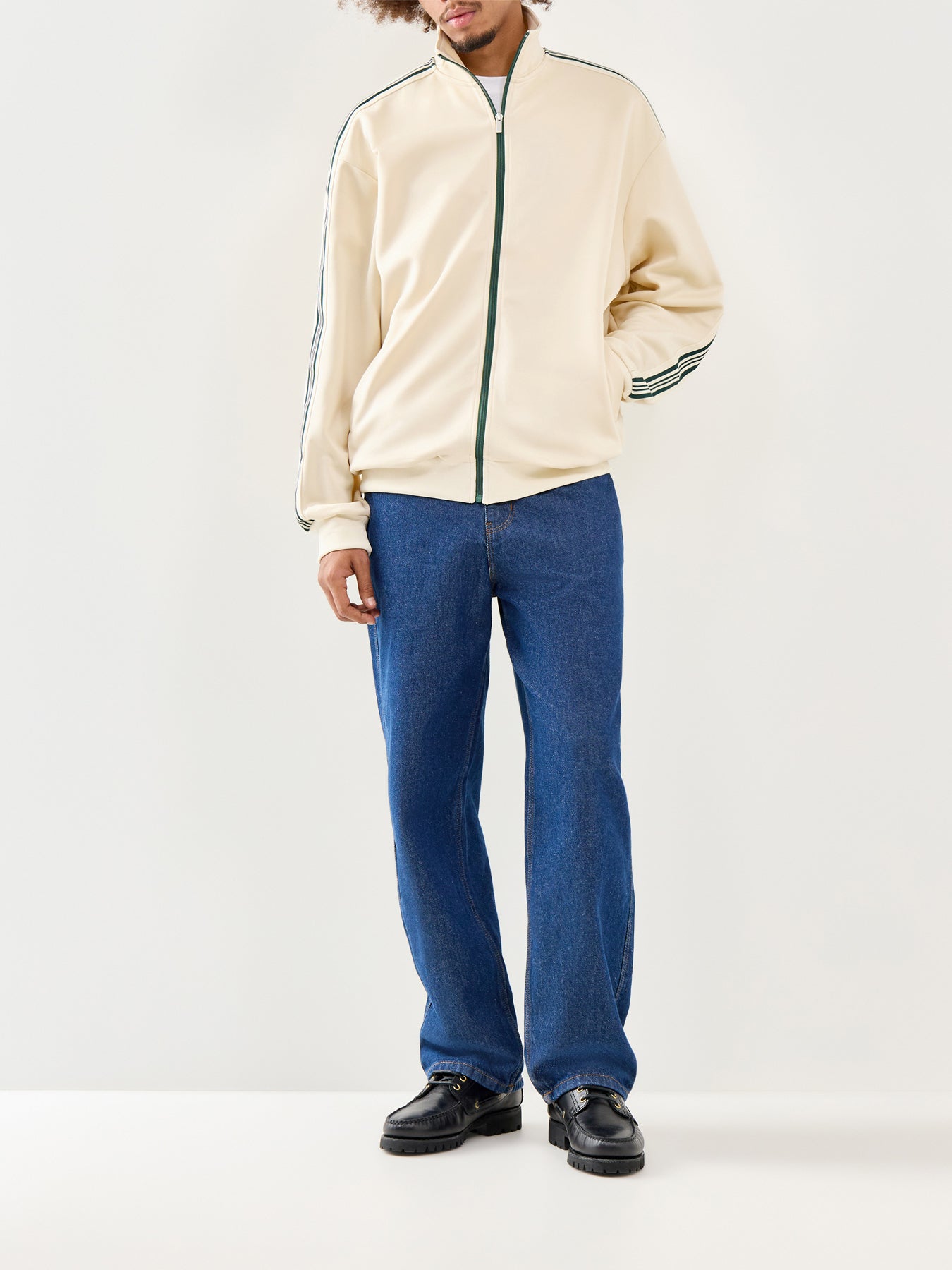 Onsriber Zip Stripe Track Sweatshirt Cream