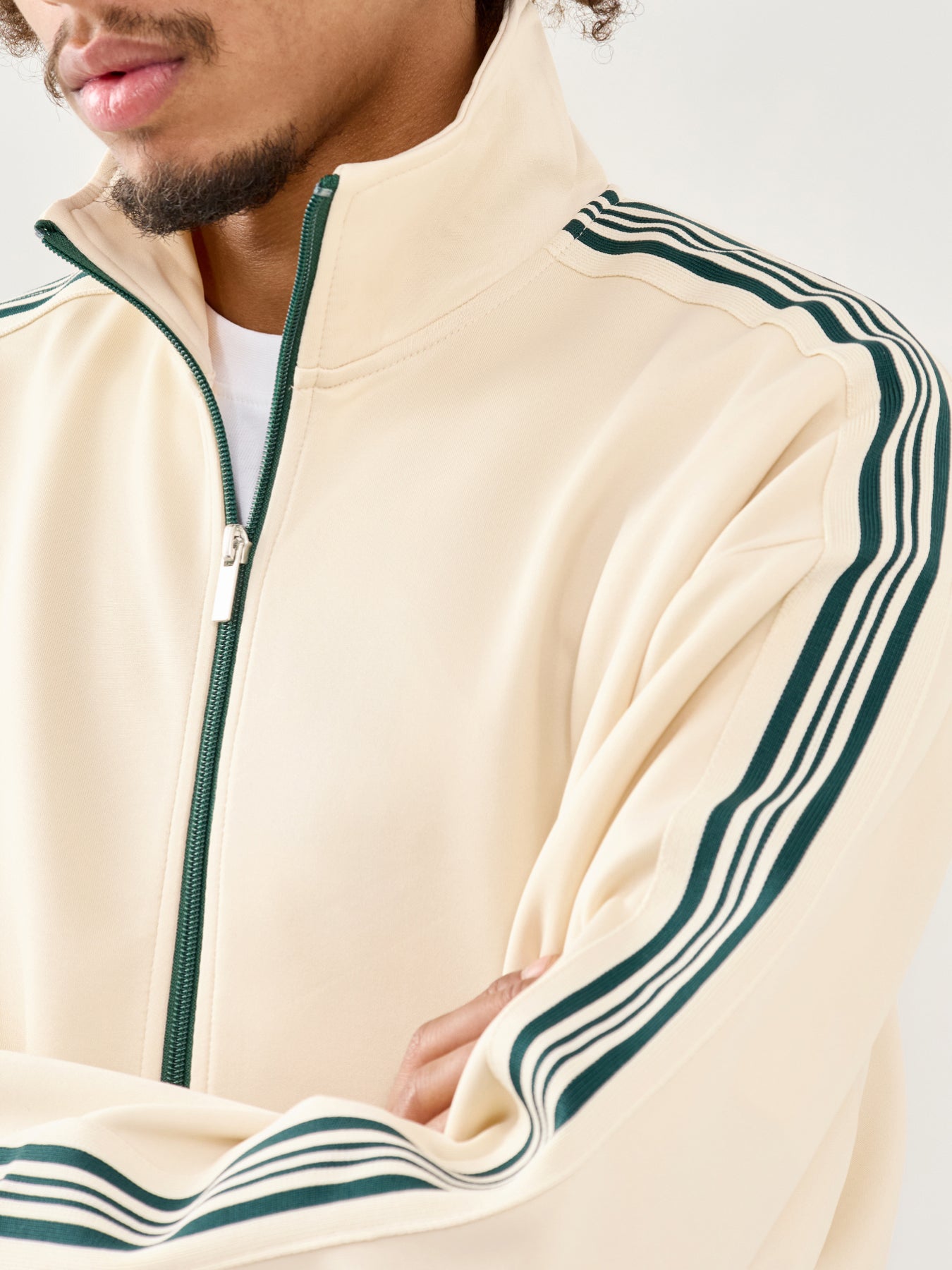 Onsriber Zip Stripe Track Sweatshirt Cream