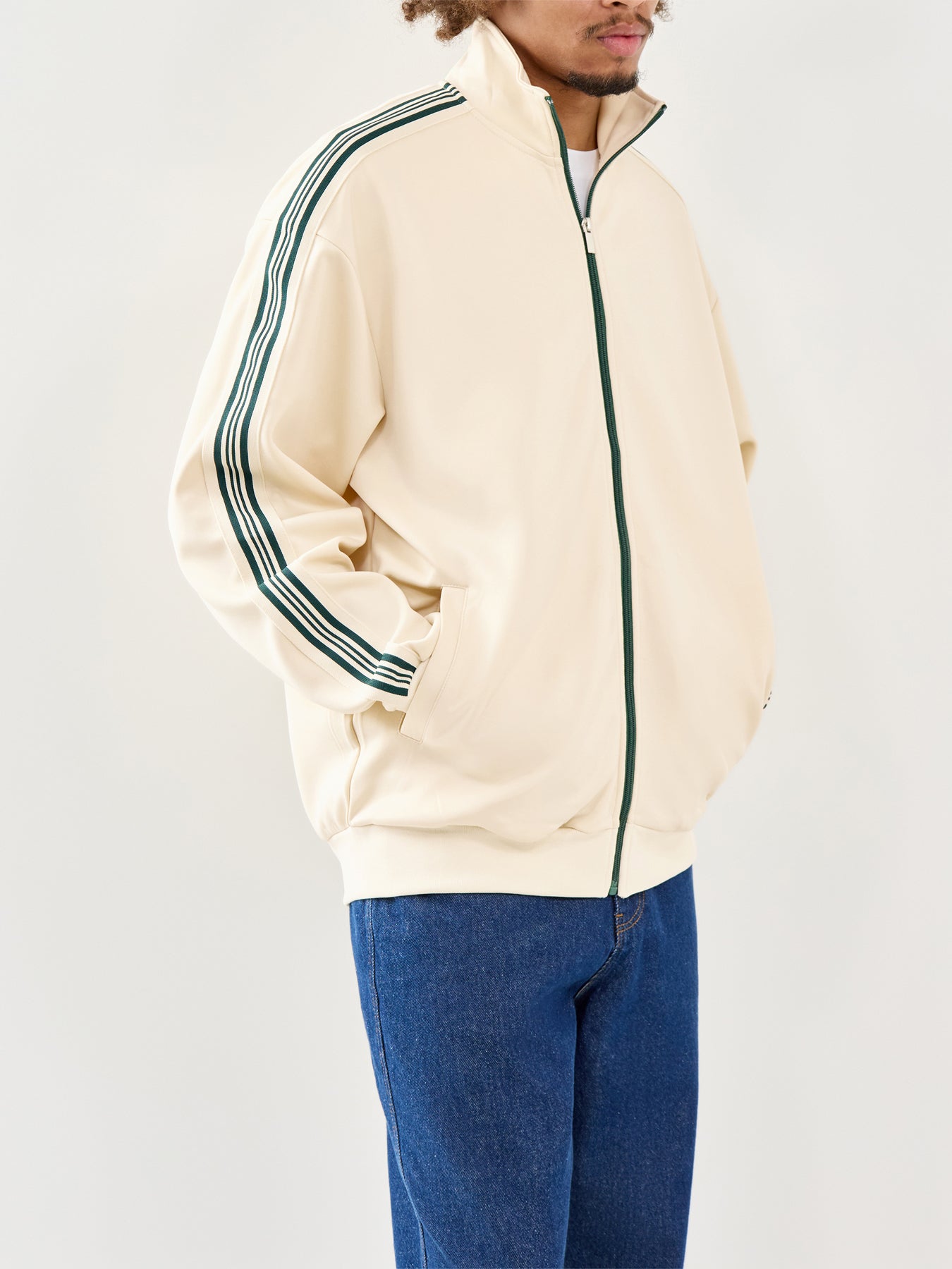 Onsriber Zip Stripe Track Sweatshirt Cream