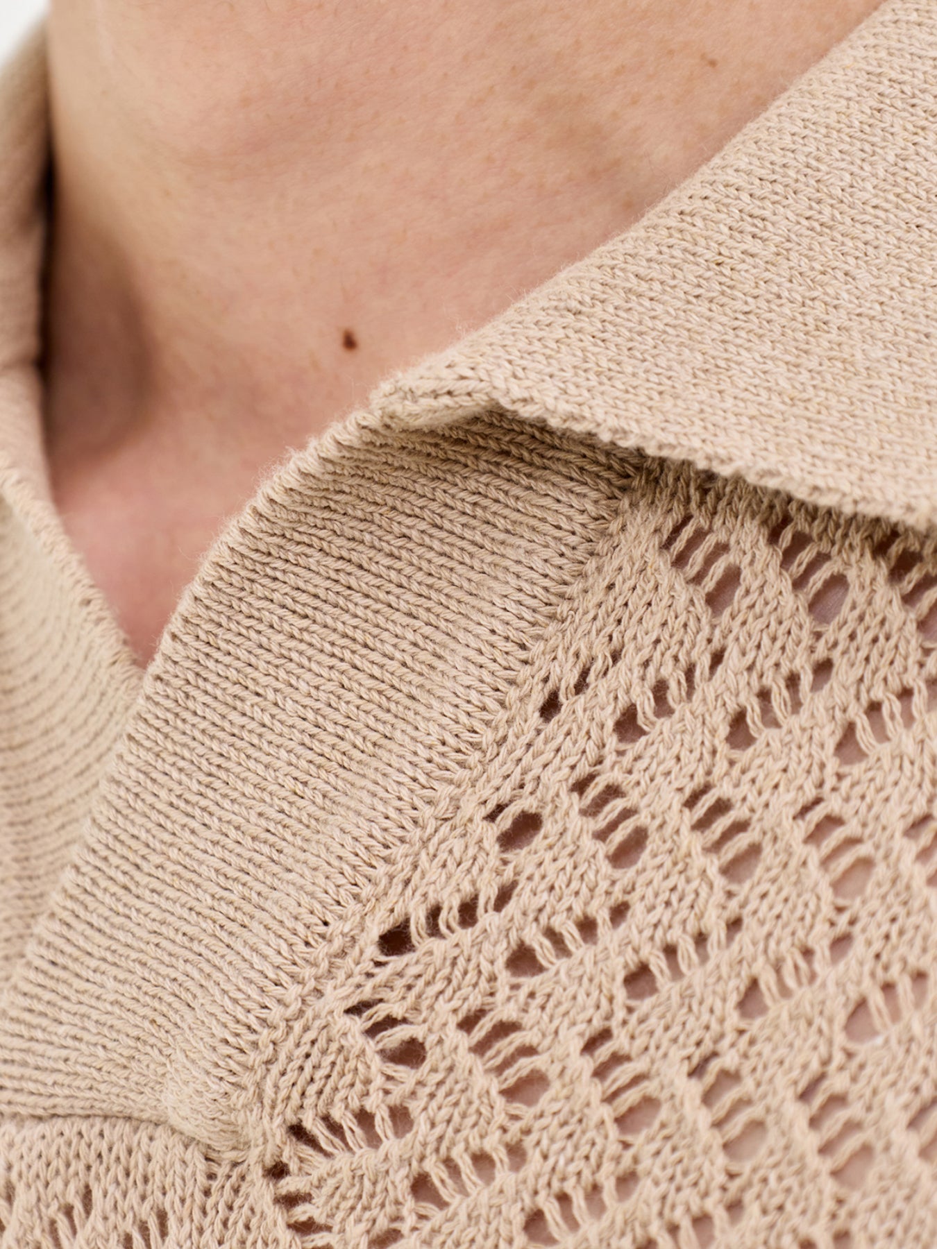 Nyle Split Polo Shirt Beige