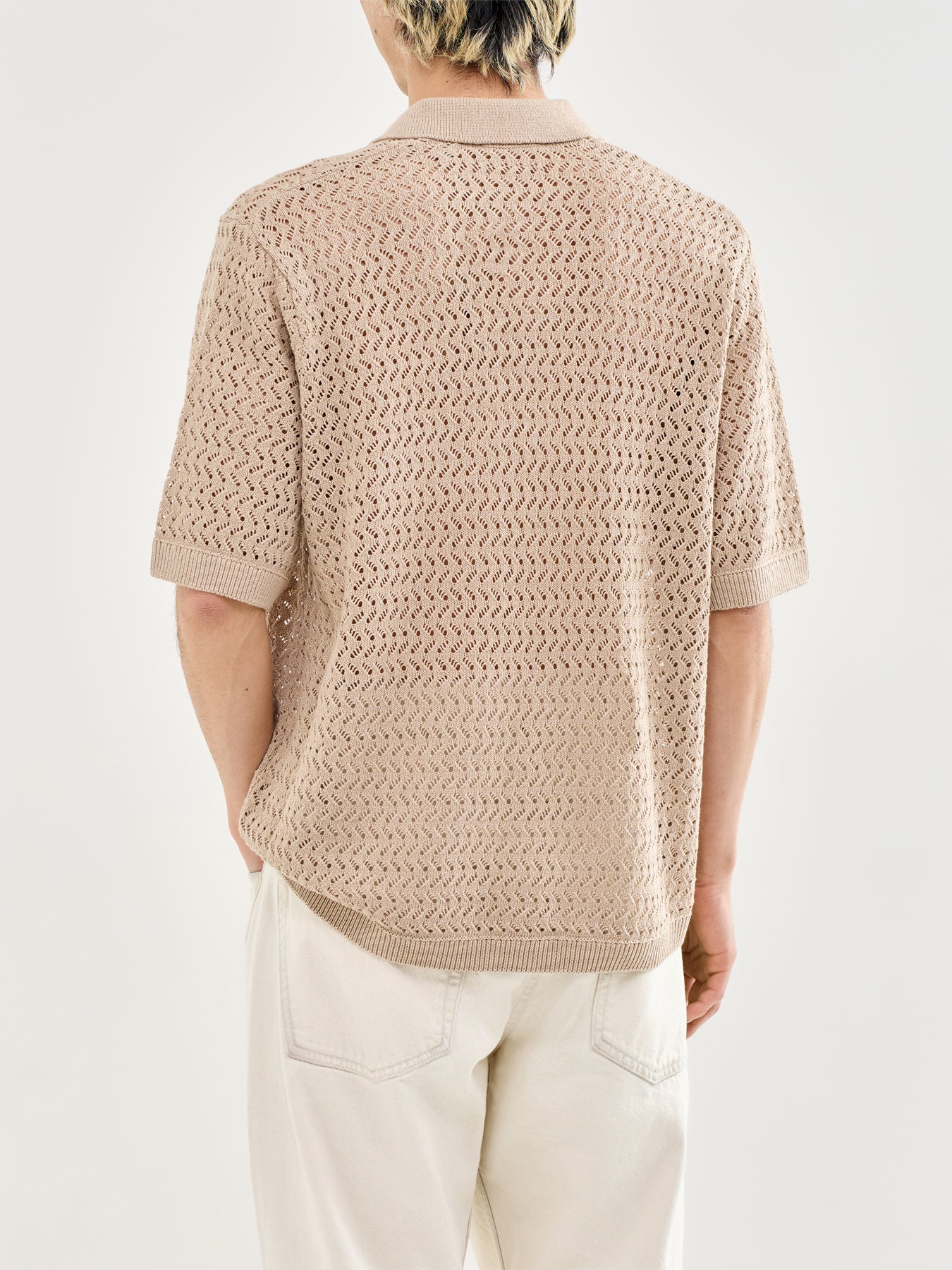 Nyle Split Polo Shirt Beige