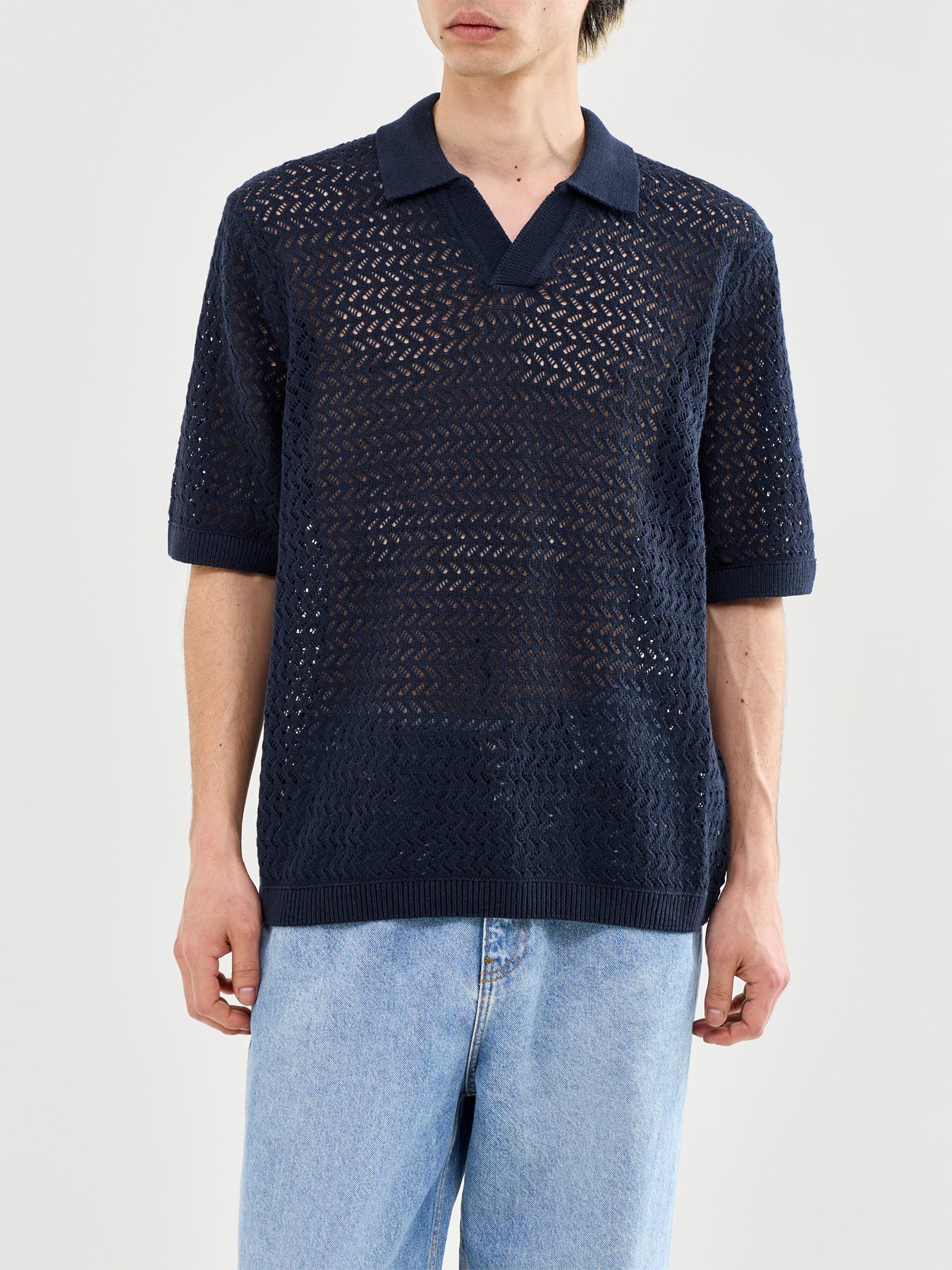 Nyle Split Polo Shirt Navy