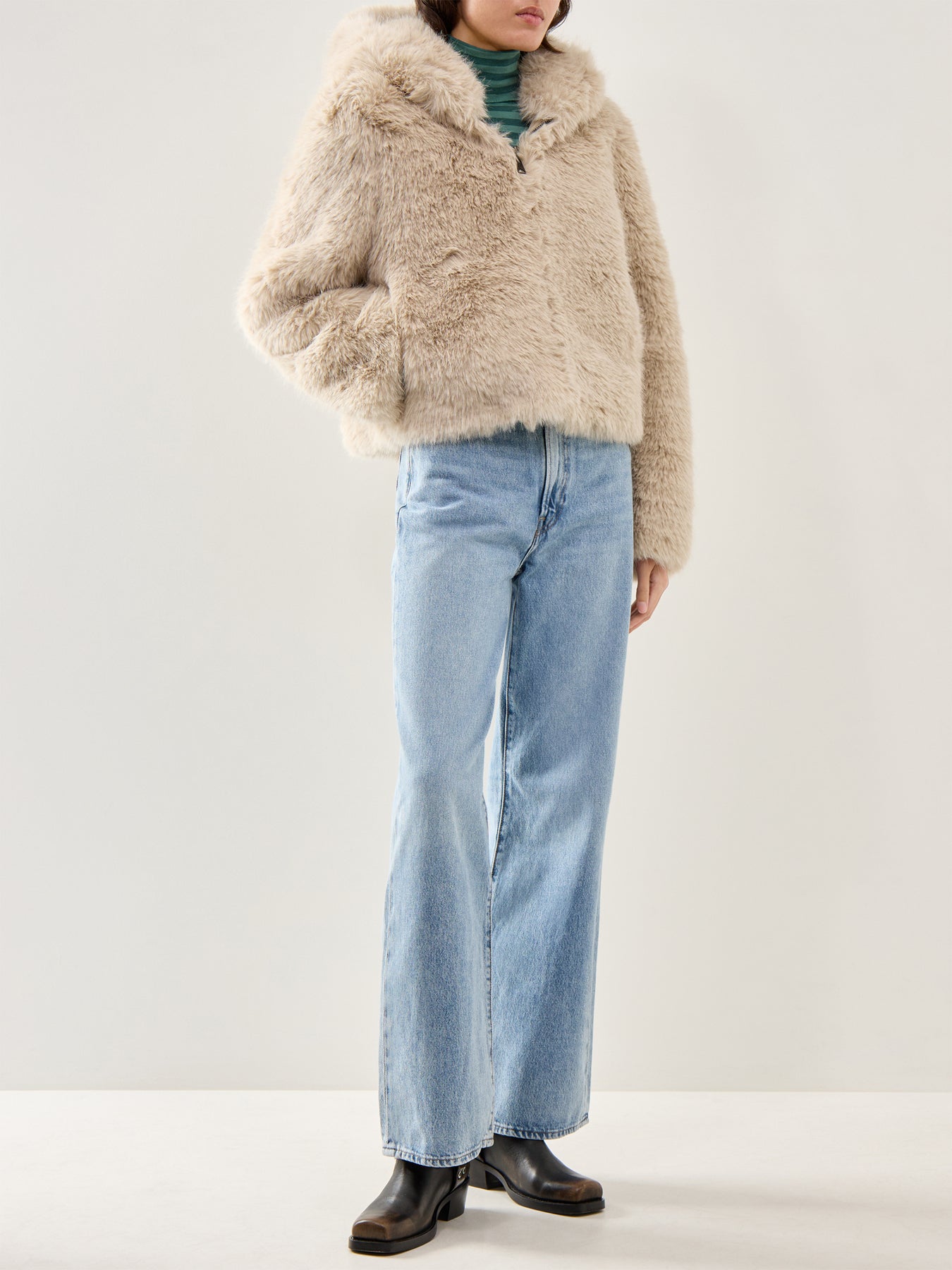 Louder Please Faux-Fur Jacket Cream