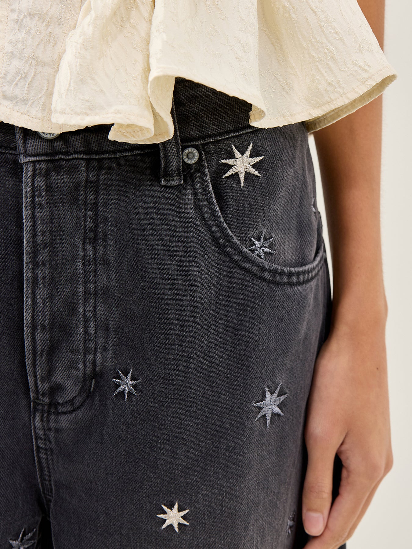 Deep Trance Shine Embroidered Trouser Black