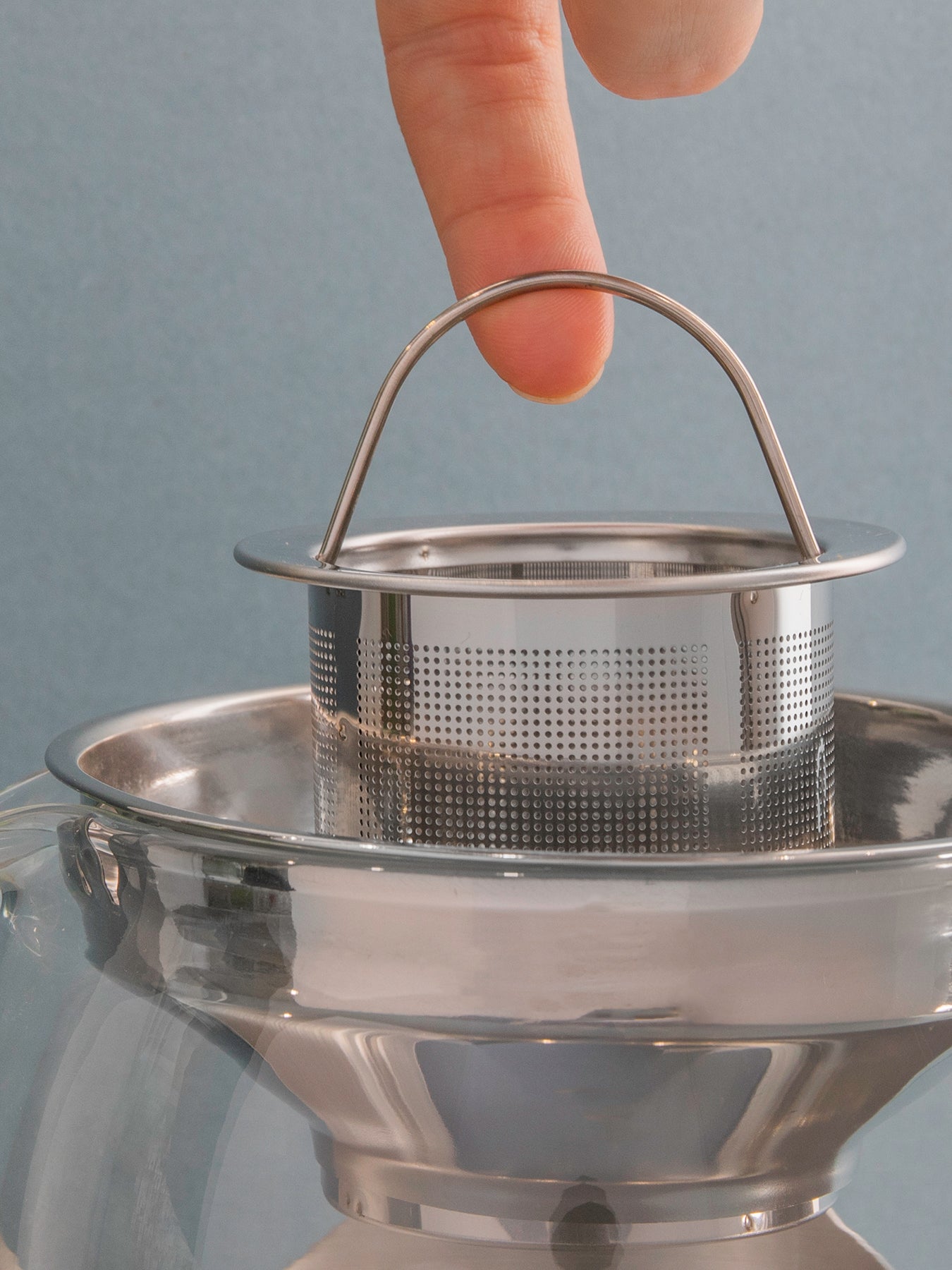 Izmir Glass Infuser Teapot 4 Cup Silver