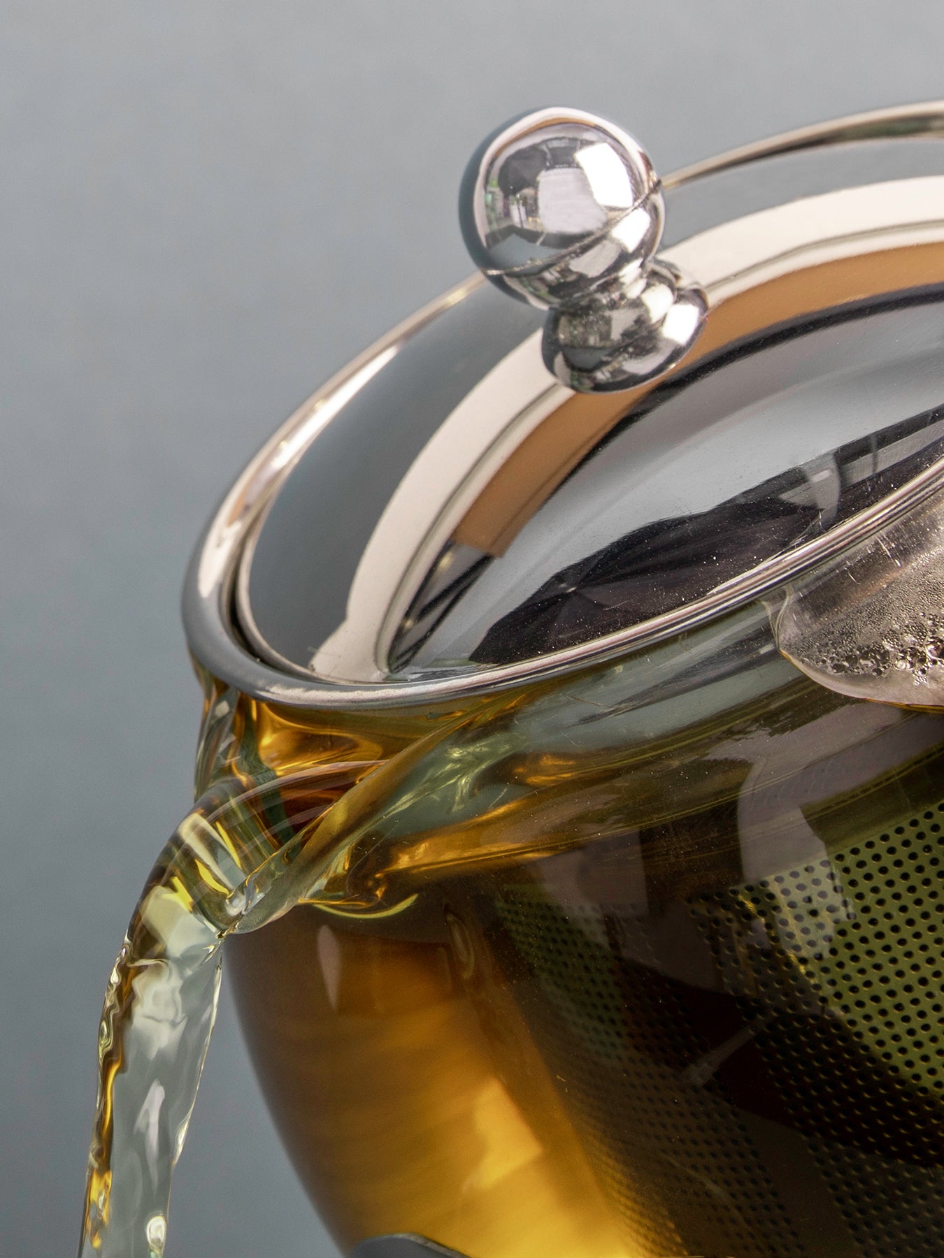Izmir Glass Infuser Teapot 4 Cup Silver