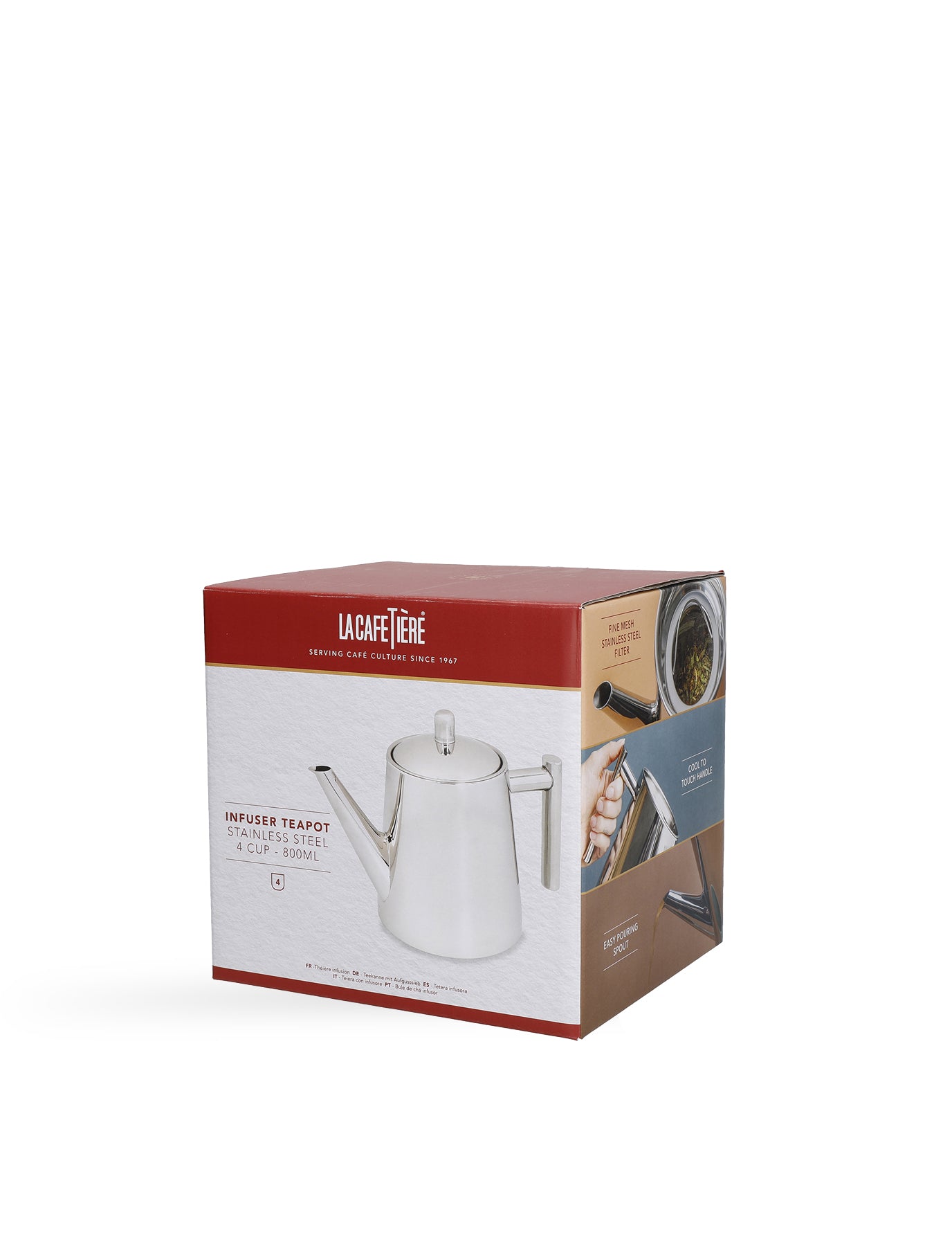 Stainless Steel Infuser Teapot 4 Cup Silver