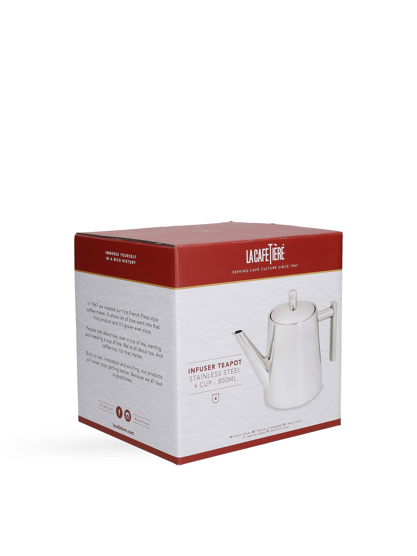 Stainless Steel Infuser Teapot 4 Cup Silver