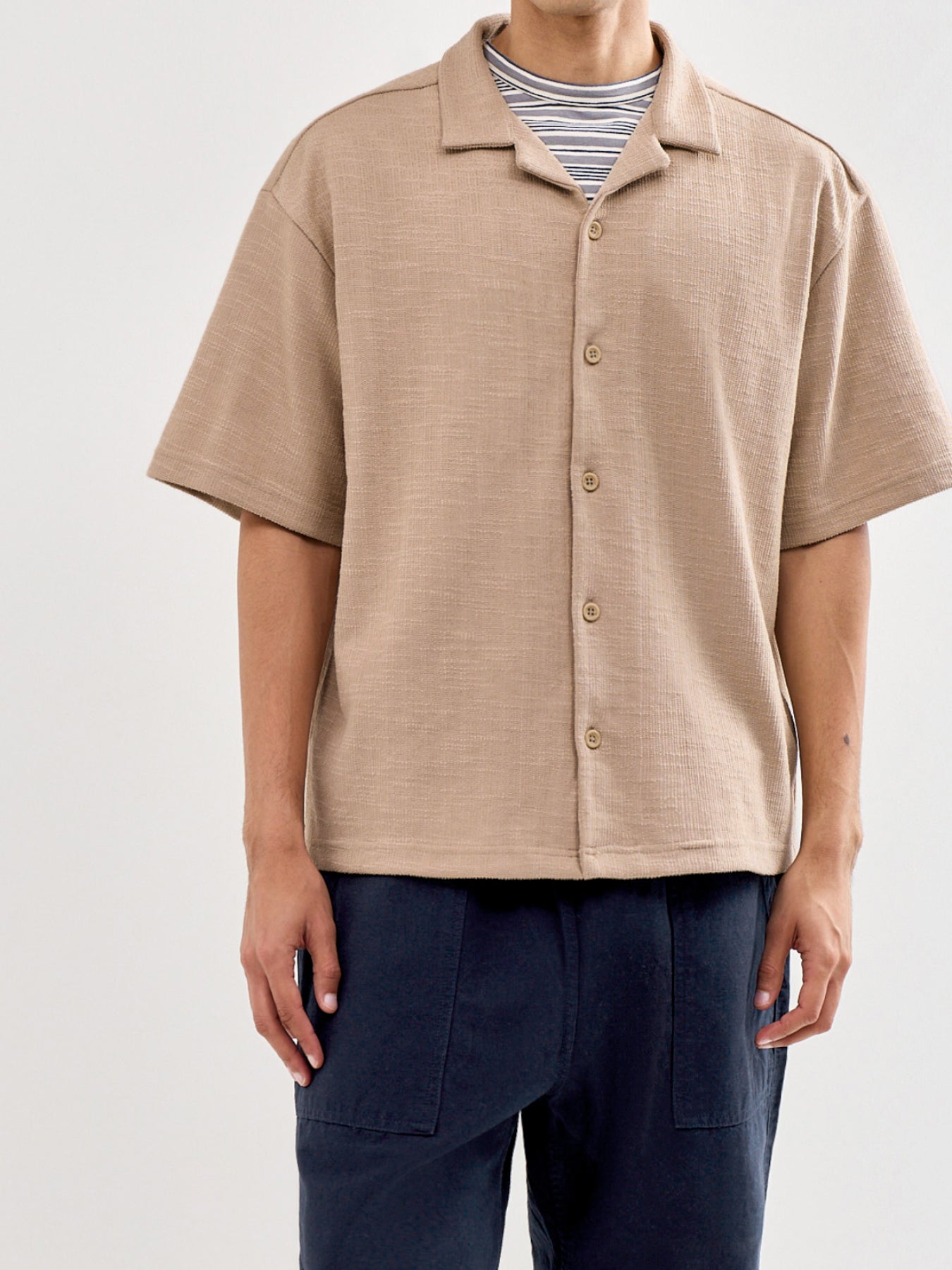 Andre Relaxed Short Sleeve Shirt Beige