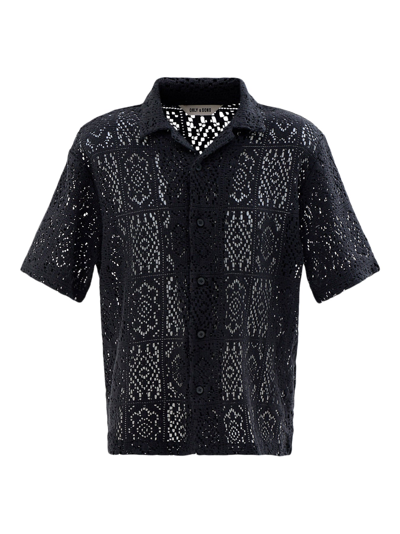 Avon Crochet Resort Shirt Black