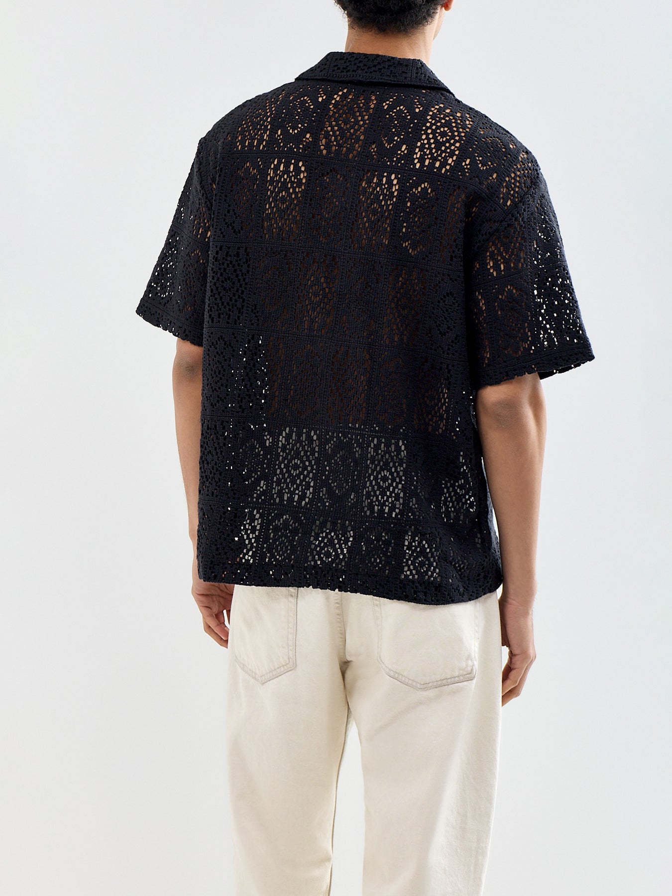 Avon Crochet Resort Shirt Black