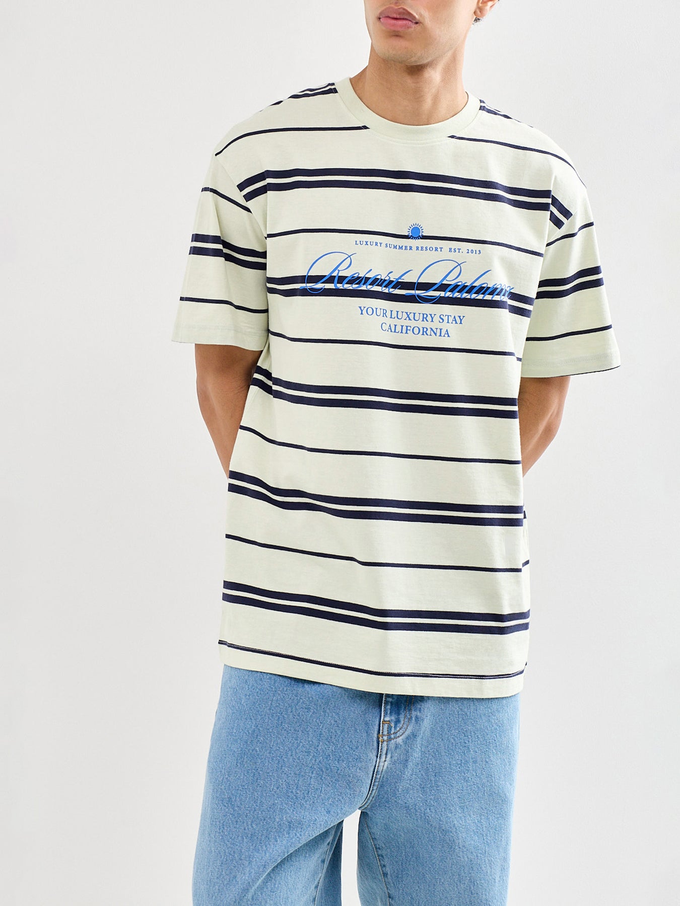 Fred Stripe Print T-Shirt Green