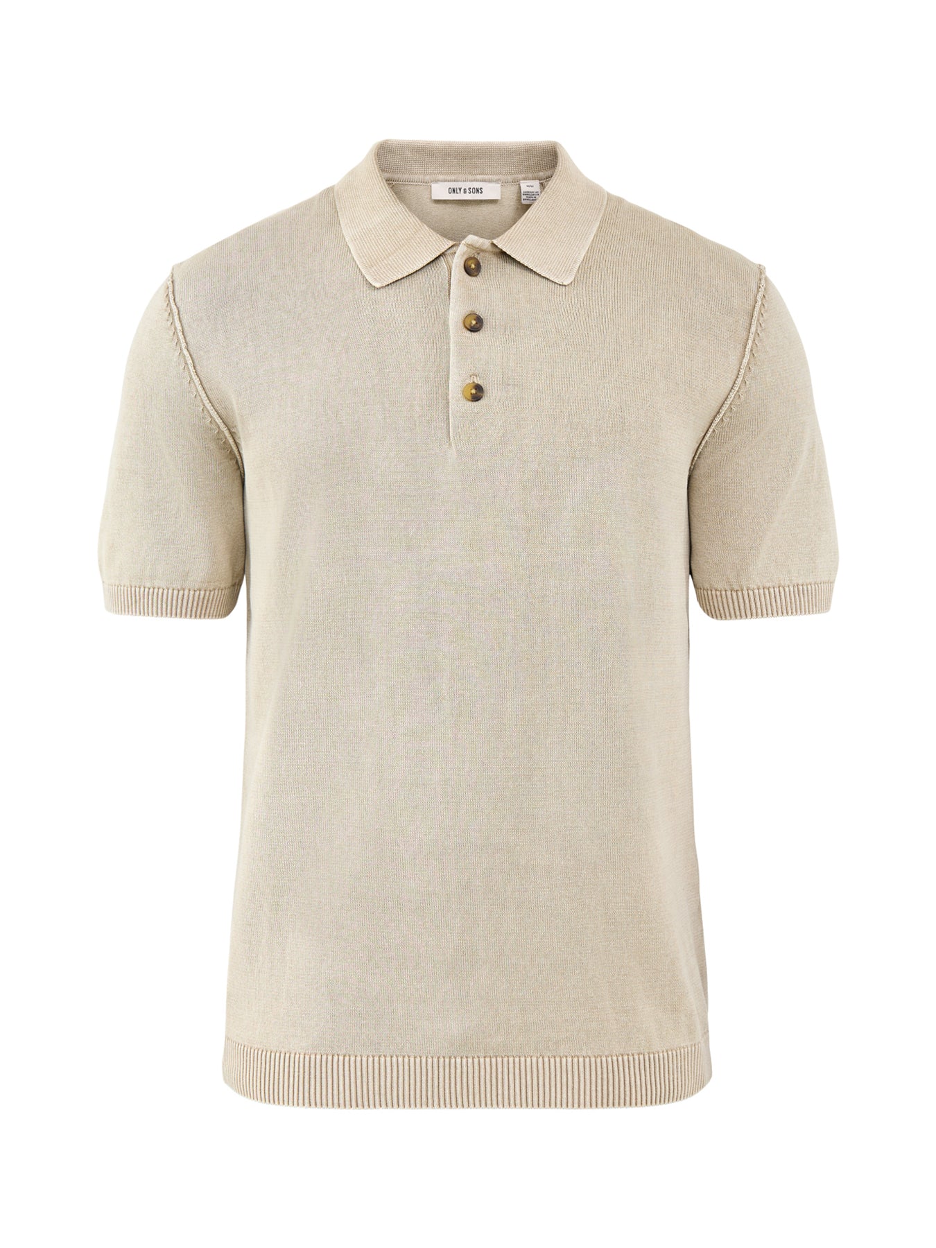 Garson Short Sleeve Knit Polo Shirt Beige