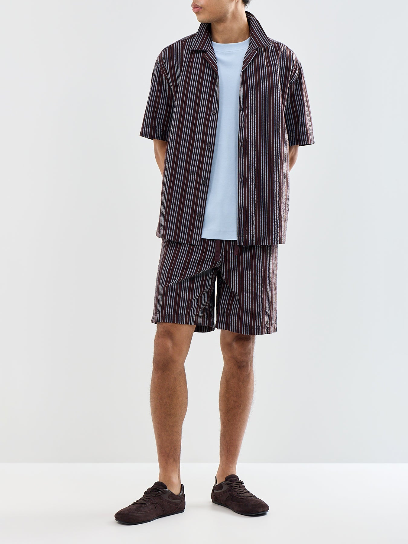 Seersucker Jogger Shorts Blue