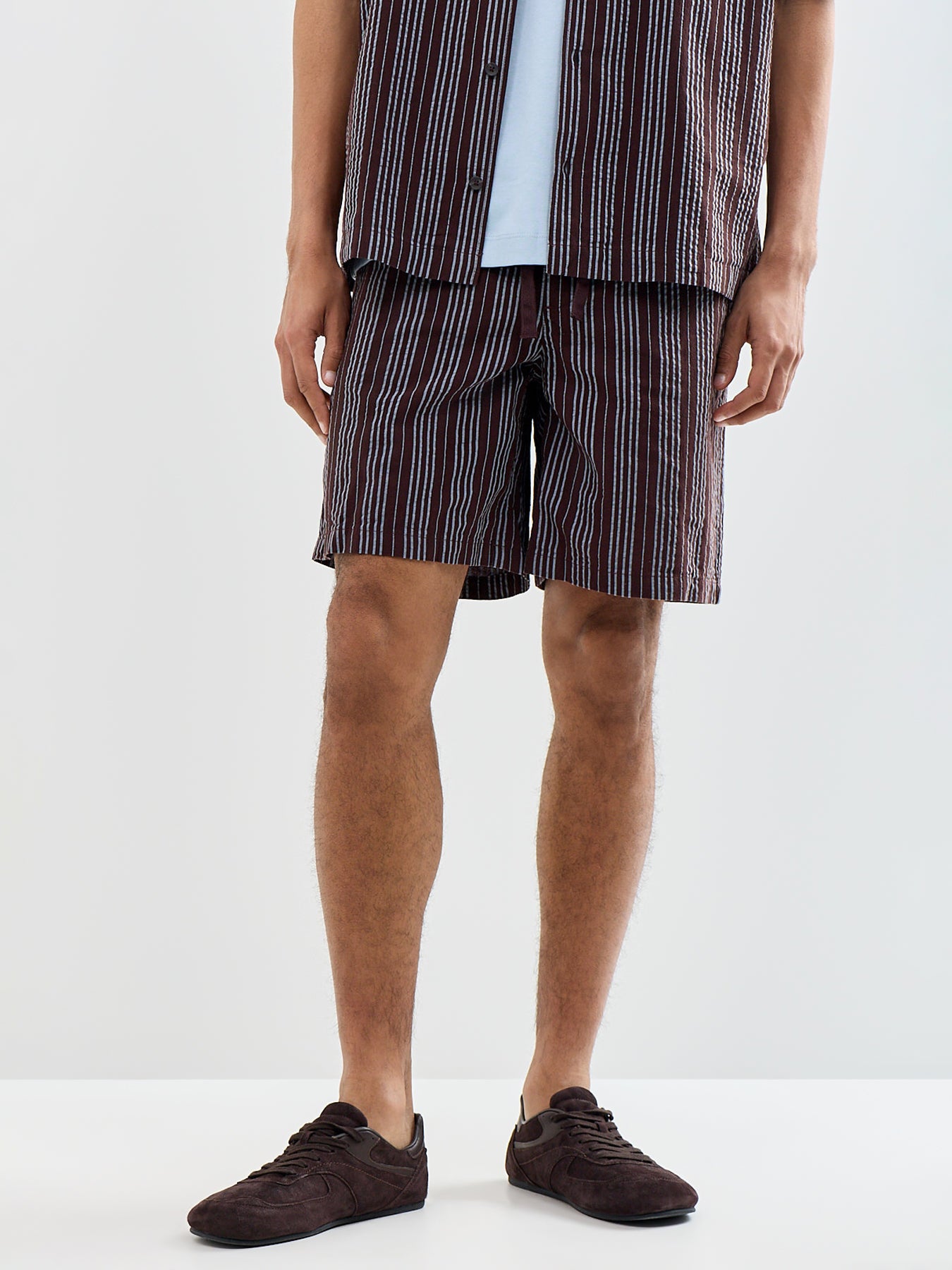 Seersucker Jogger Shorts Blue