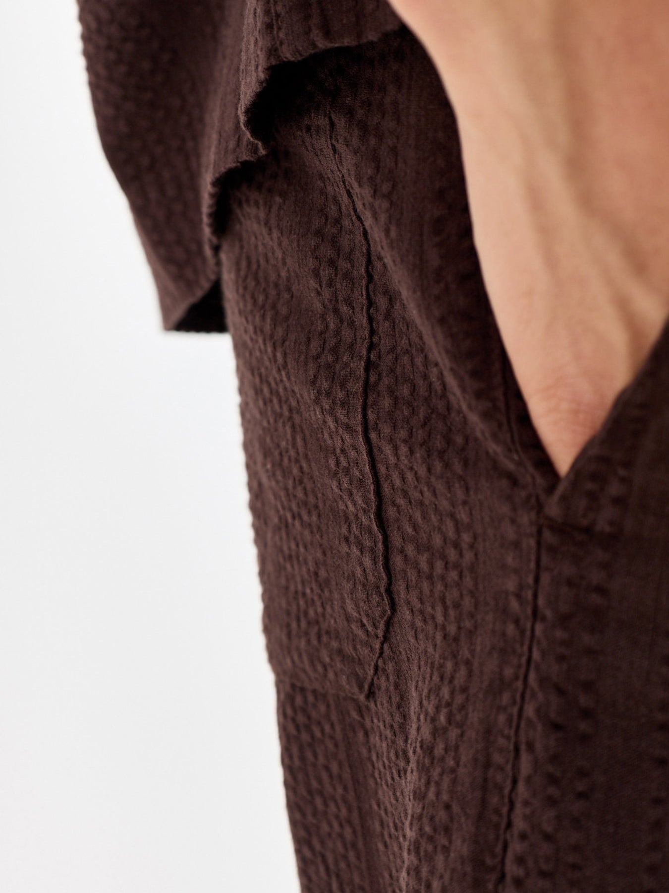Cruz Seersucker Jogger Shorts Brown