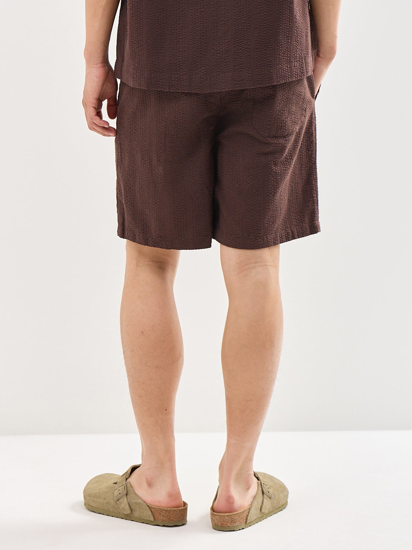Cruz Seersucker Jogger Shorts Brown