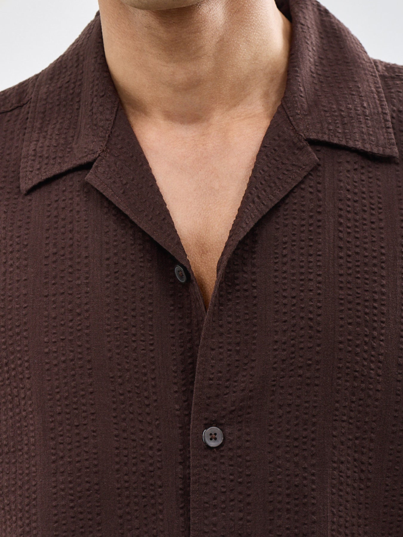 Seersucker Resort Shirt Brown