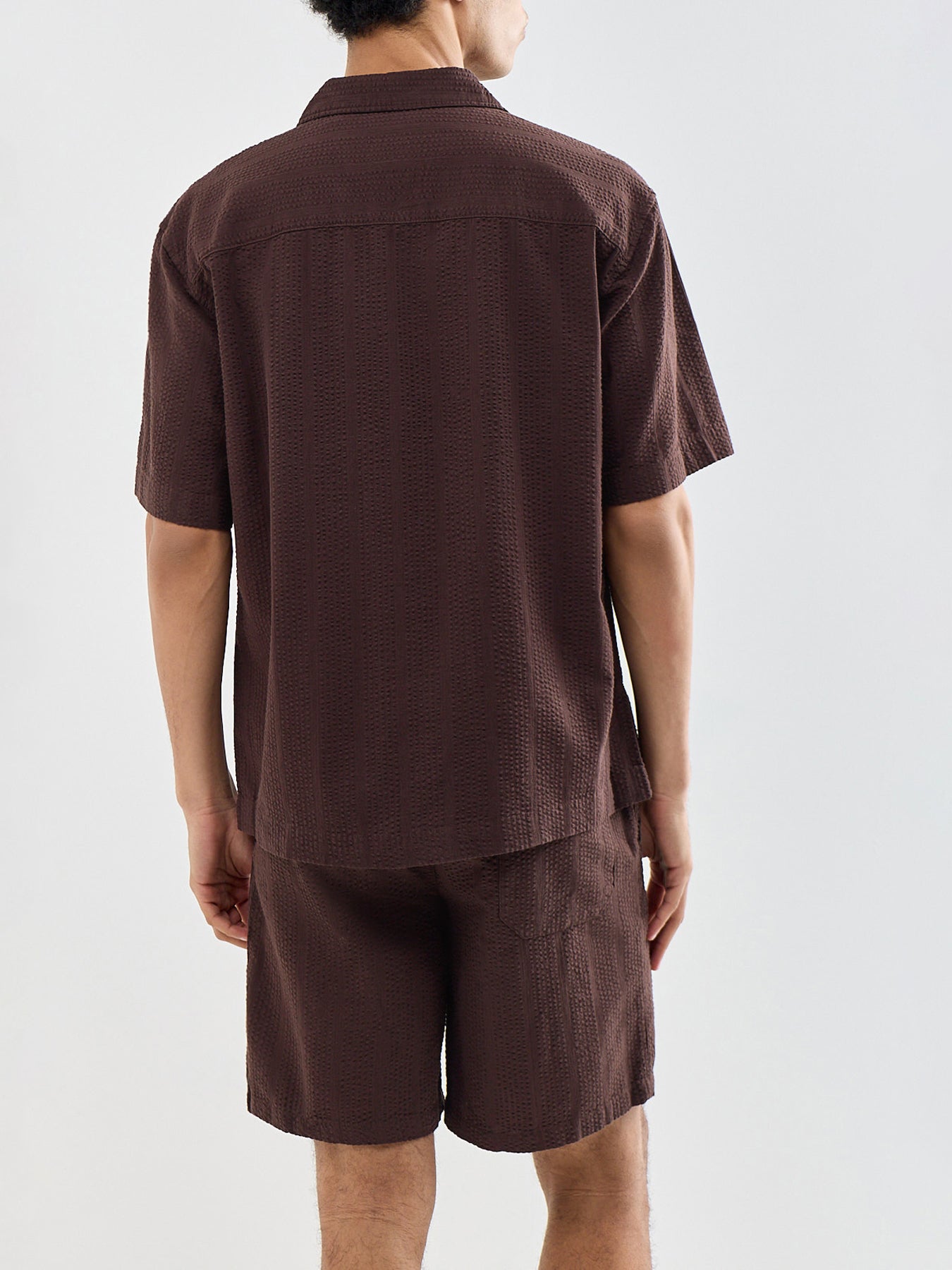 Seersucker Resort Shirt Brown