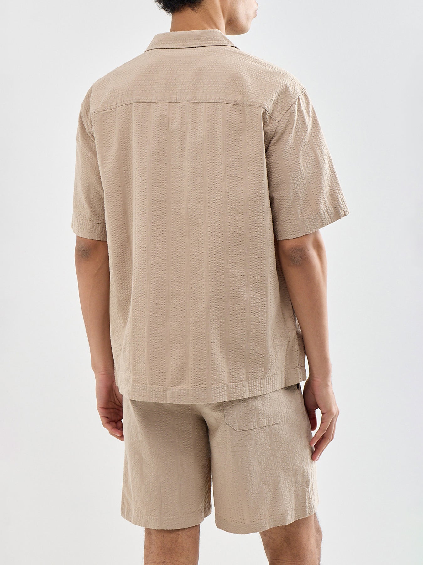 Seersucker Resort Shirt Beige