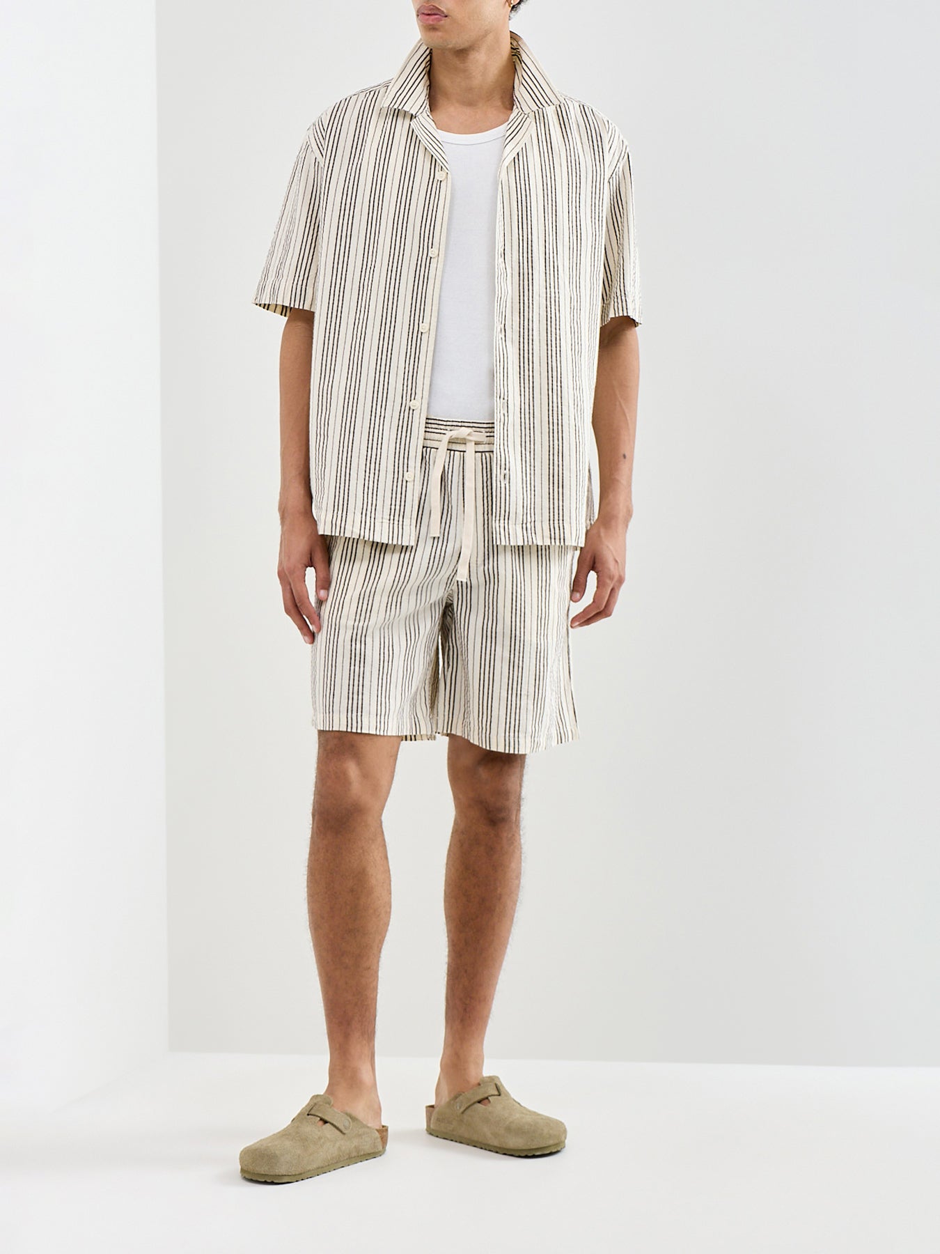 Seersucker Resort Shirt Cream