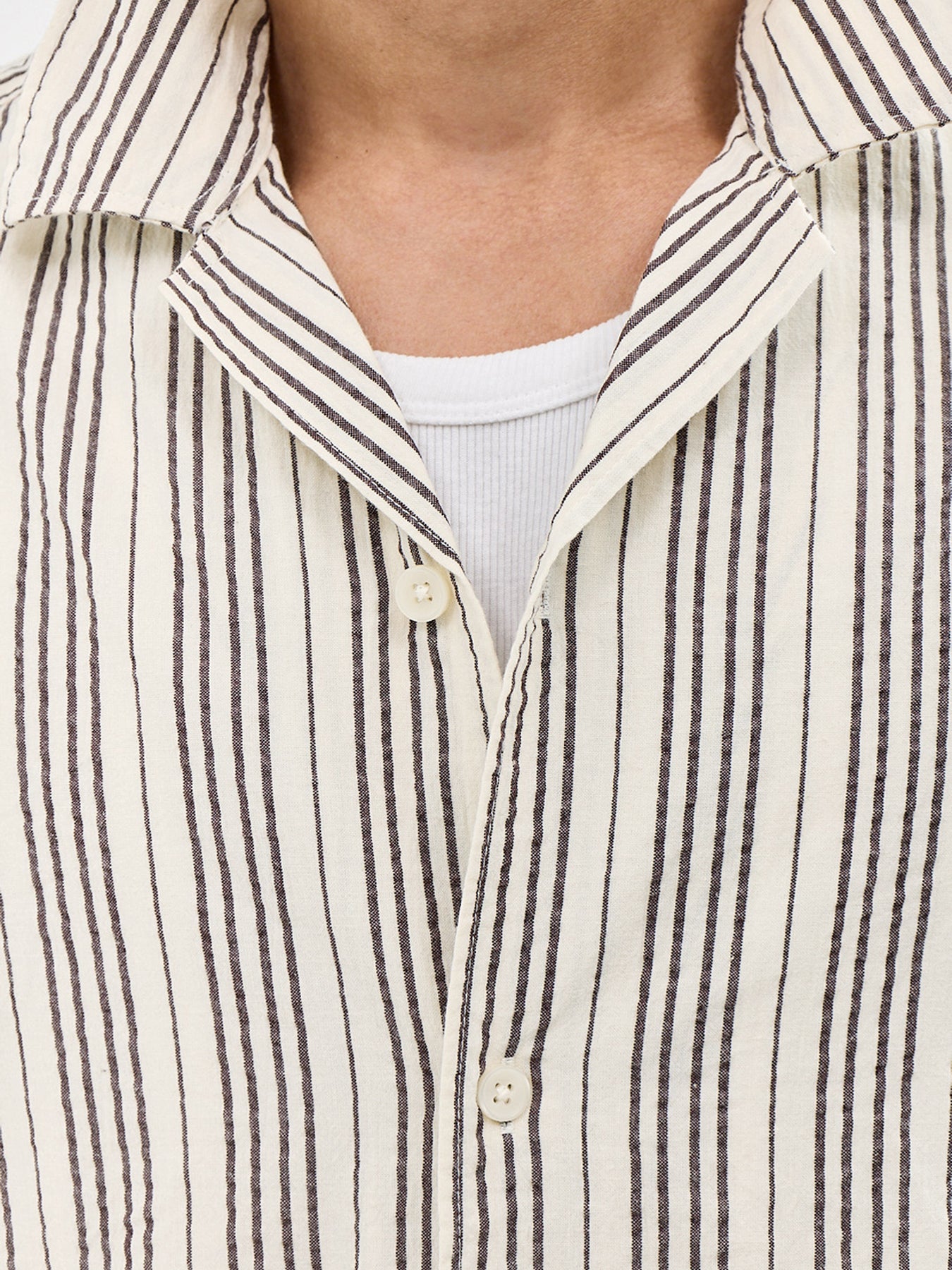 Seersucker Resort Shirt Cream