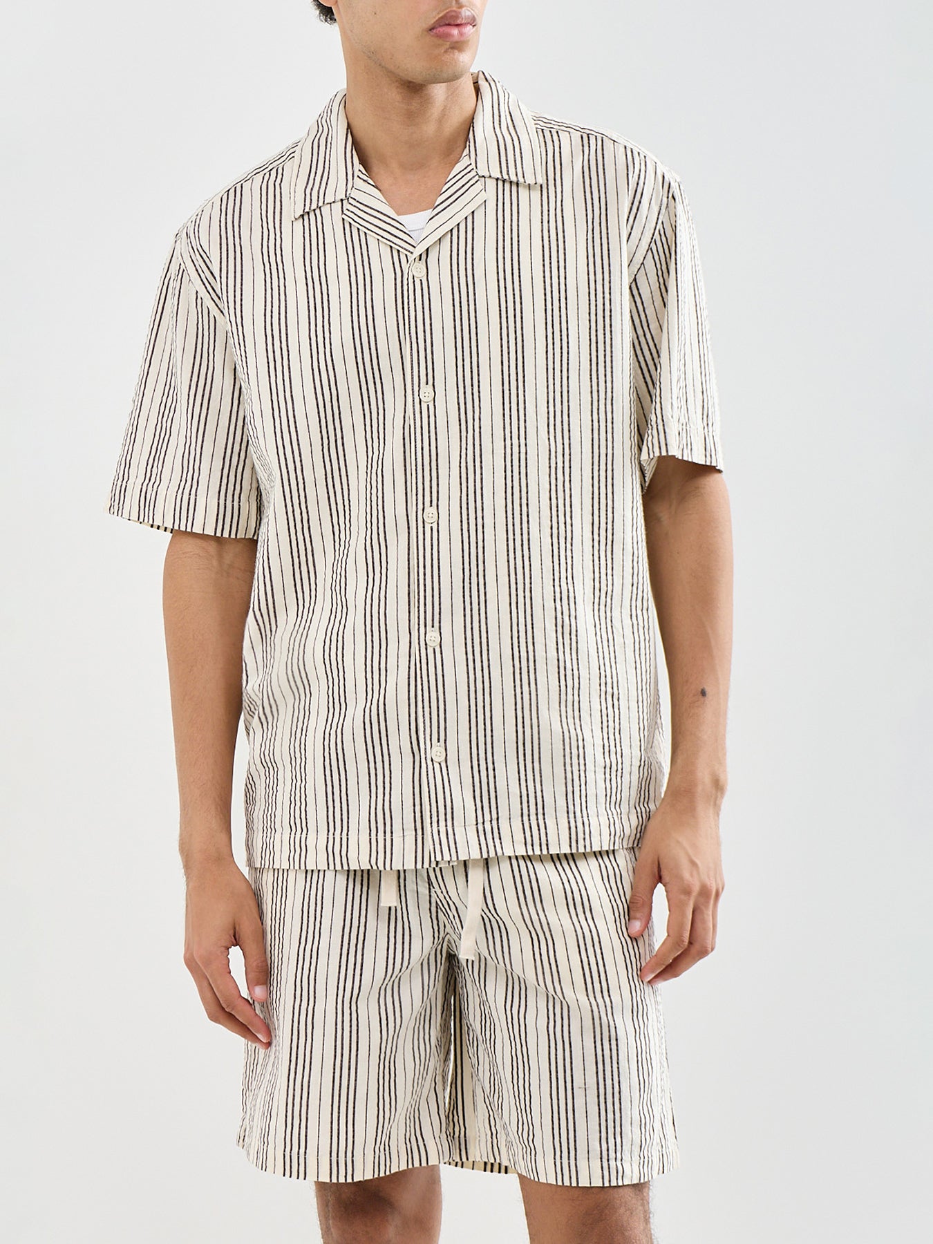 Seersucker Resort Shirt Cream