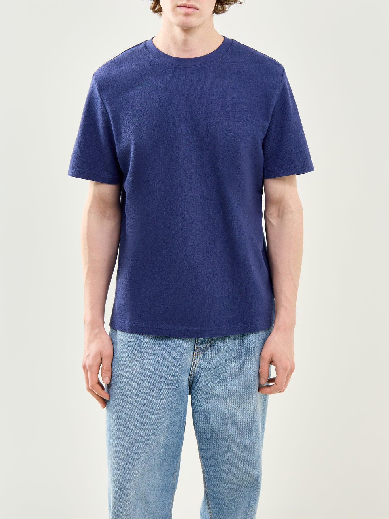 Textured Organic Cotton T-Shirt Blue