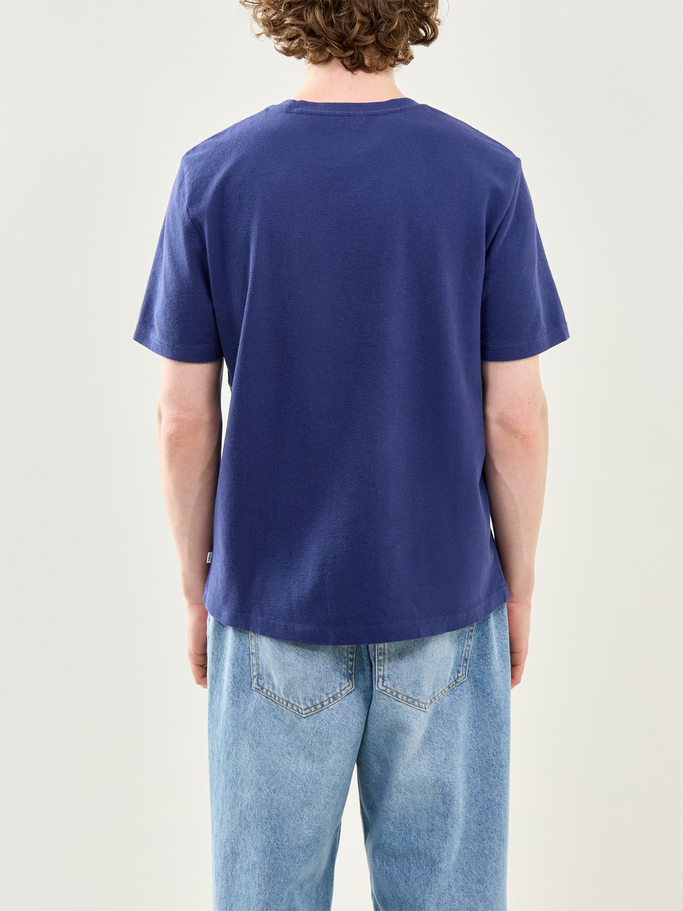 Textured Organic Cotton T-Shirt Blue