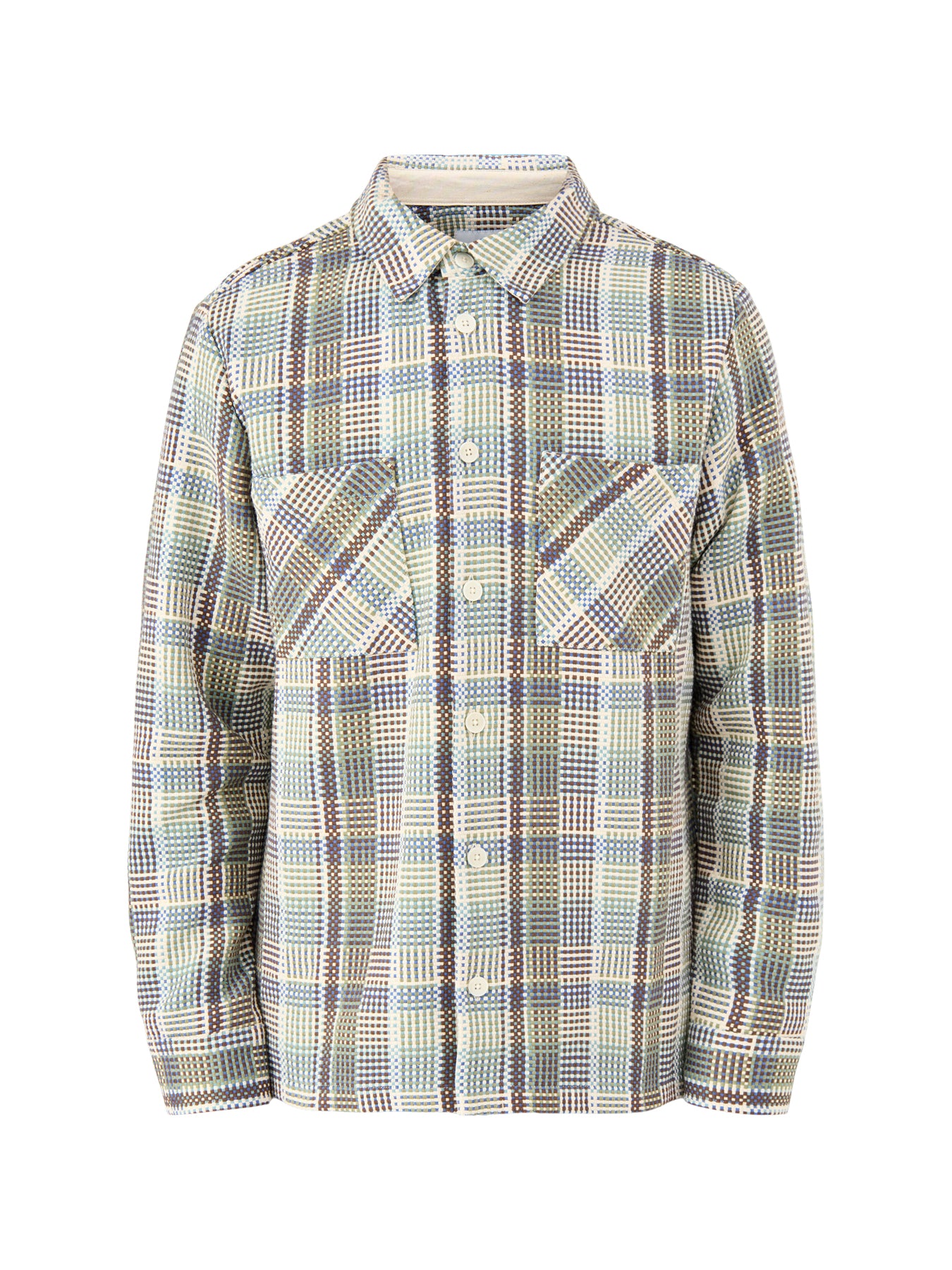 Whiting Basket Weave Overshirt Blue Green