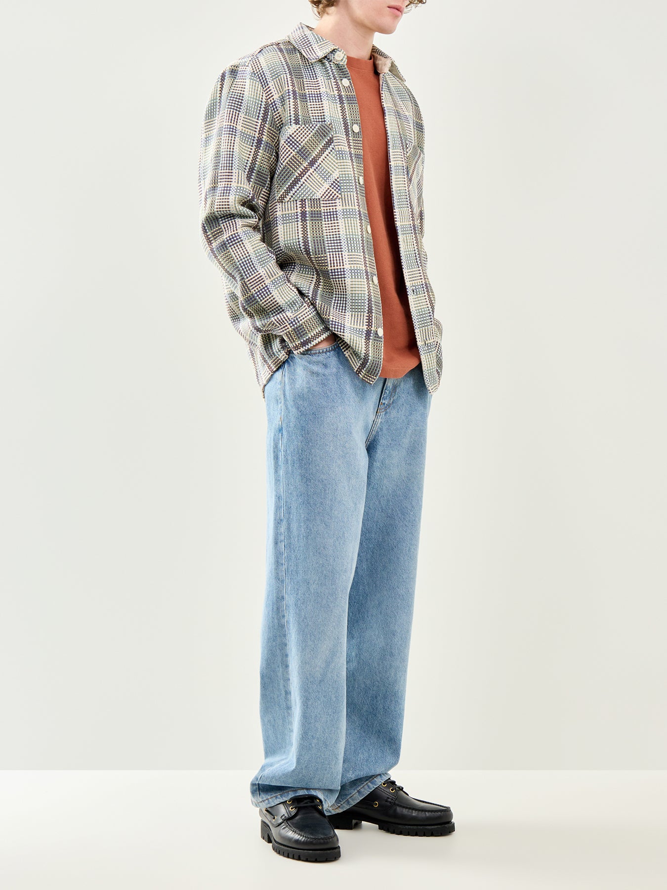 Whiting Basket Weave Overshirt Blue Green