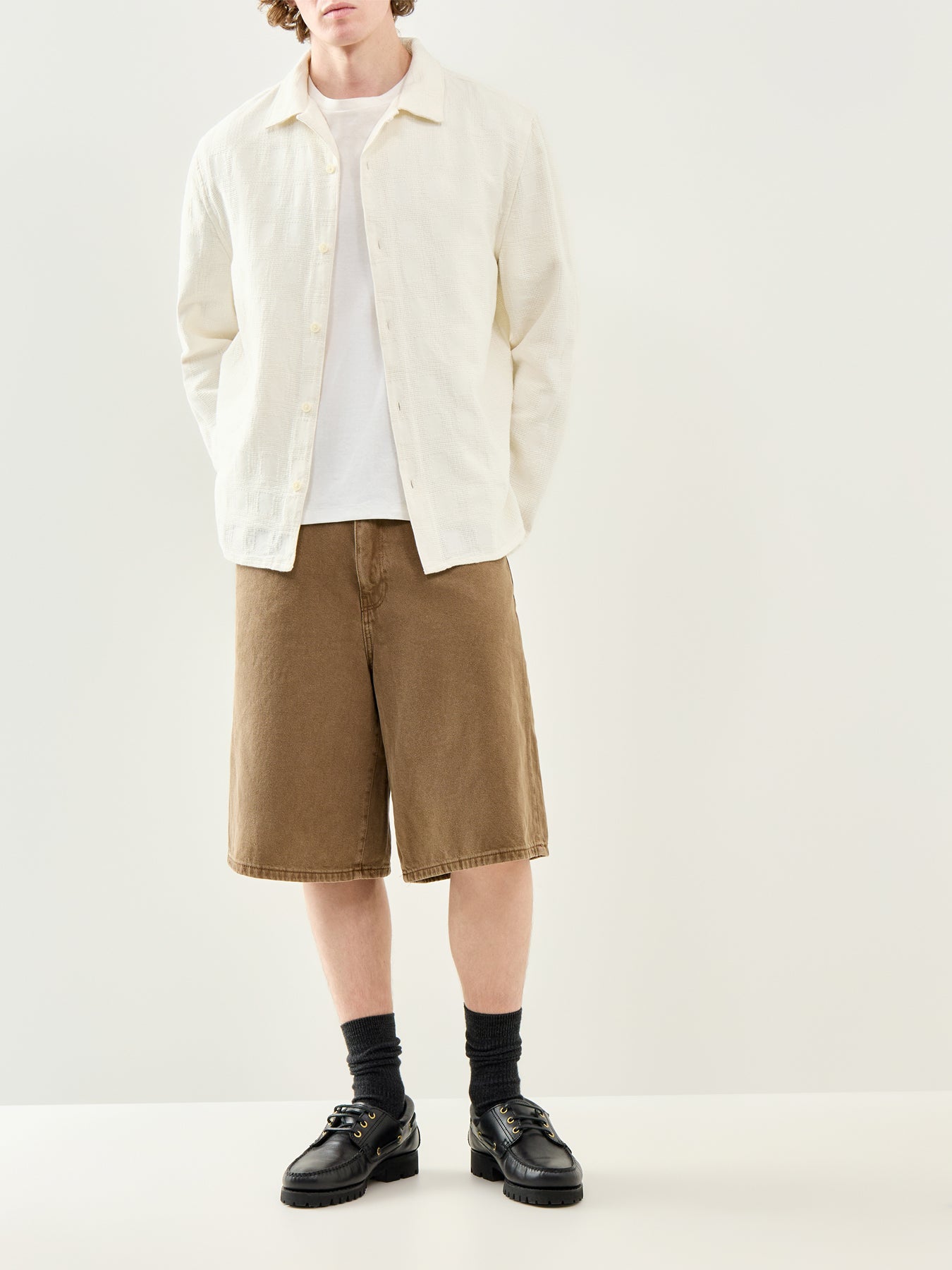 Dobby Check Long Sleeve Shirt White
