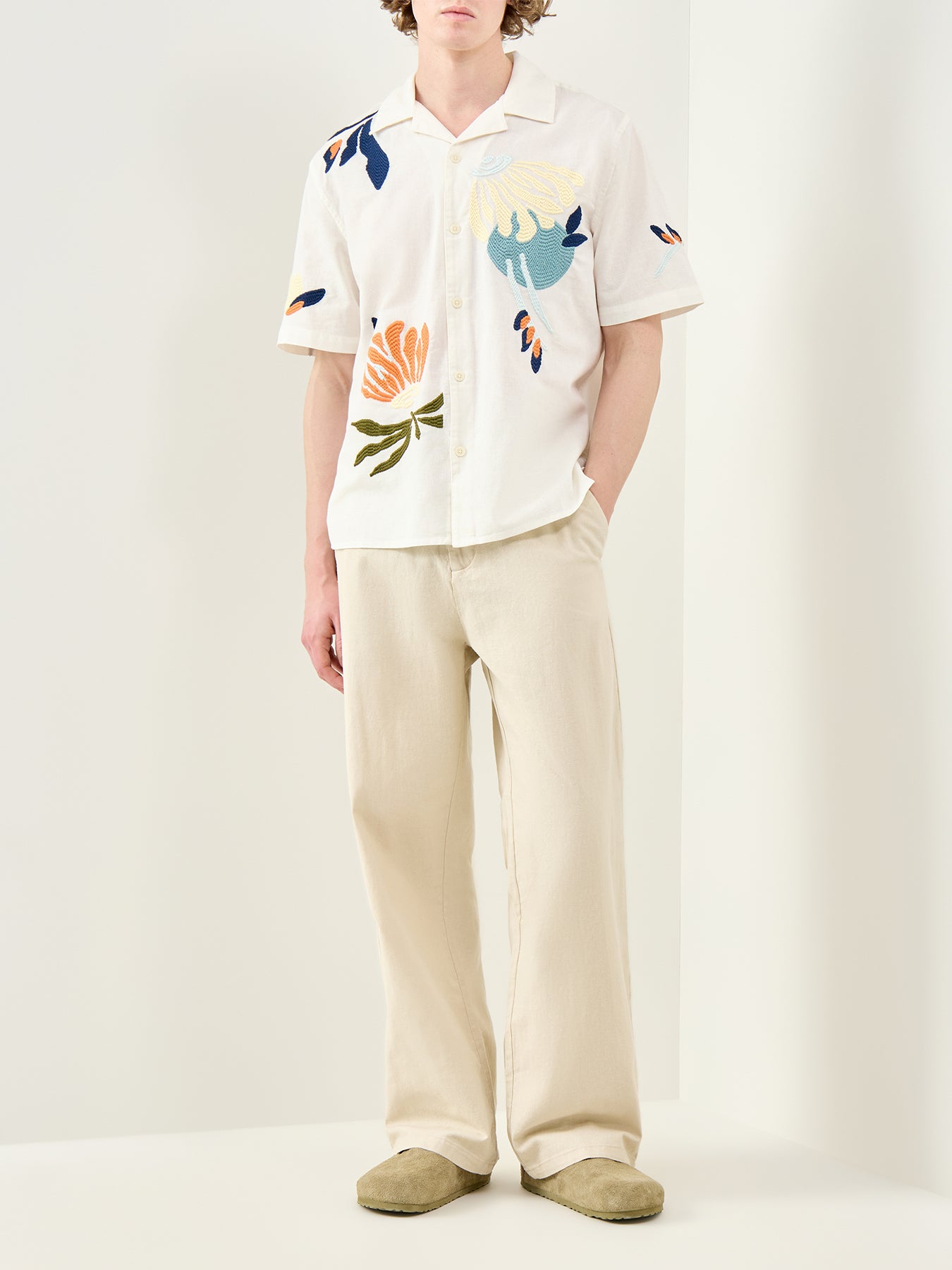 Floral Stitch Short Sleeve Shirt Multi