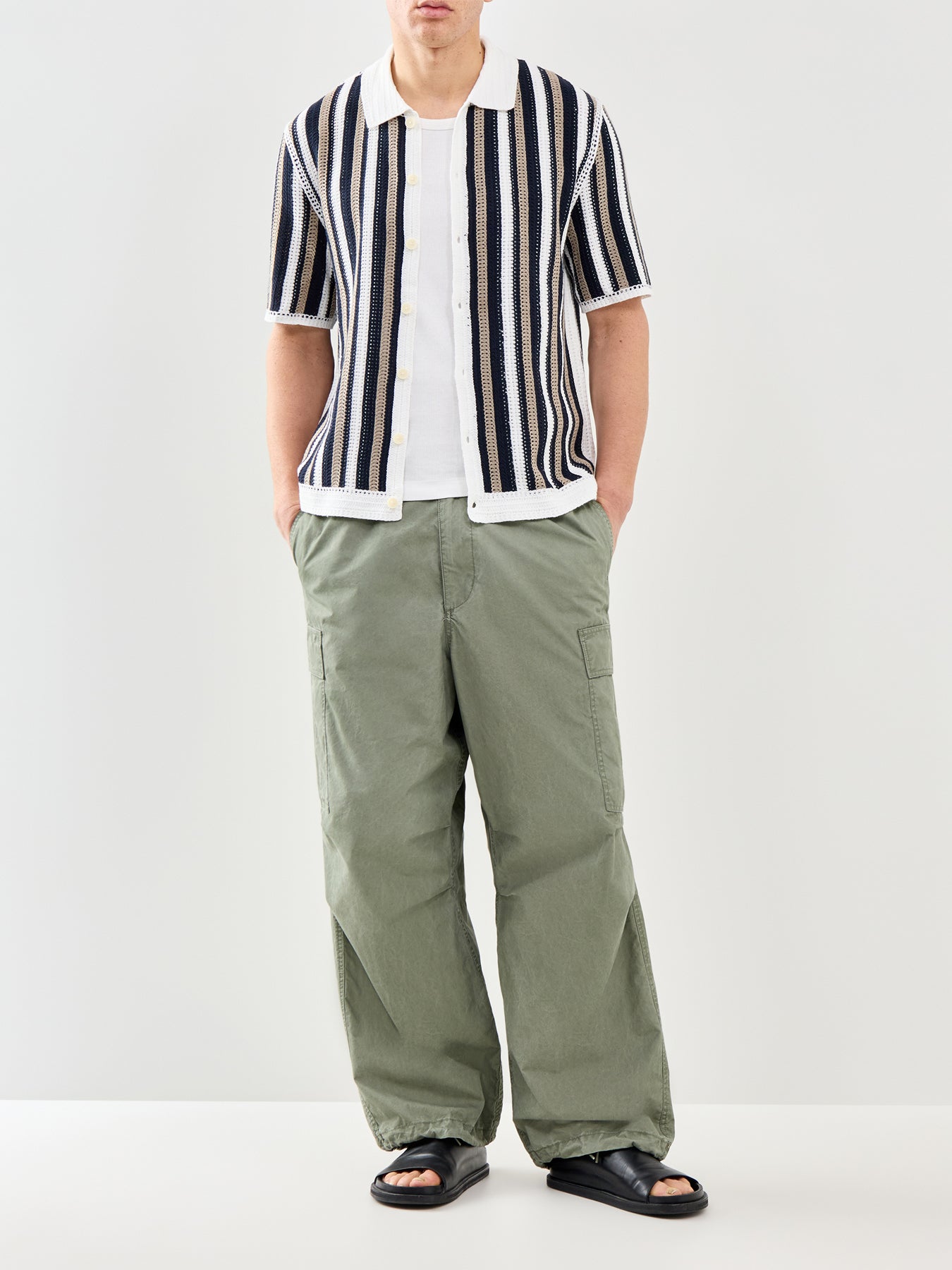 Porto Stripe Crochet Polo Shirt Multi