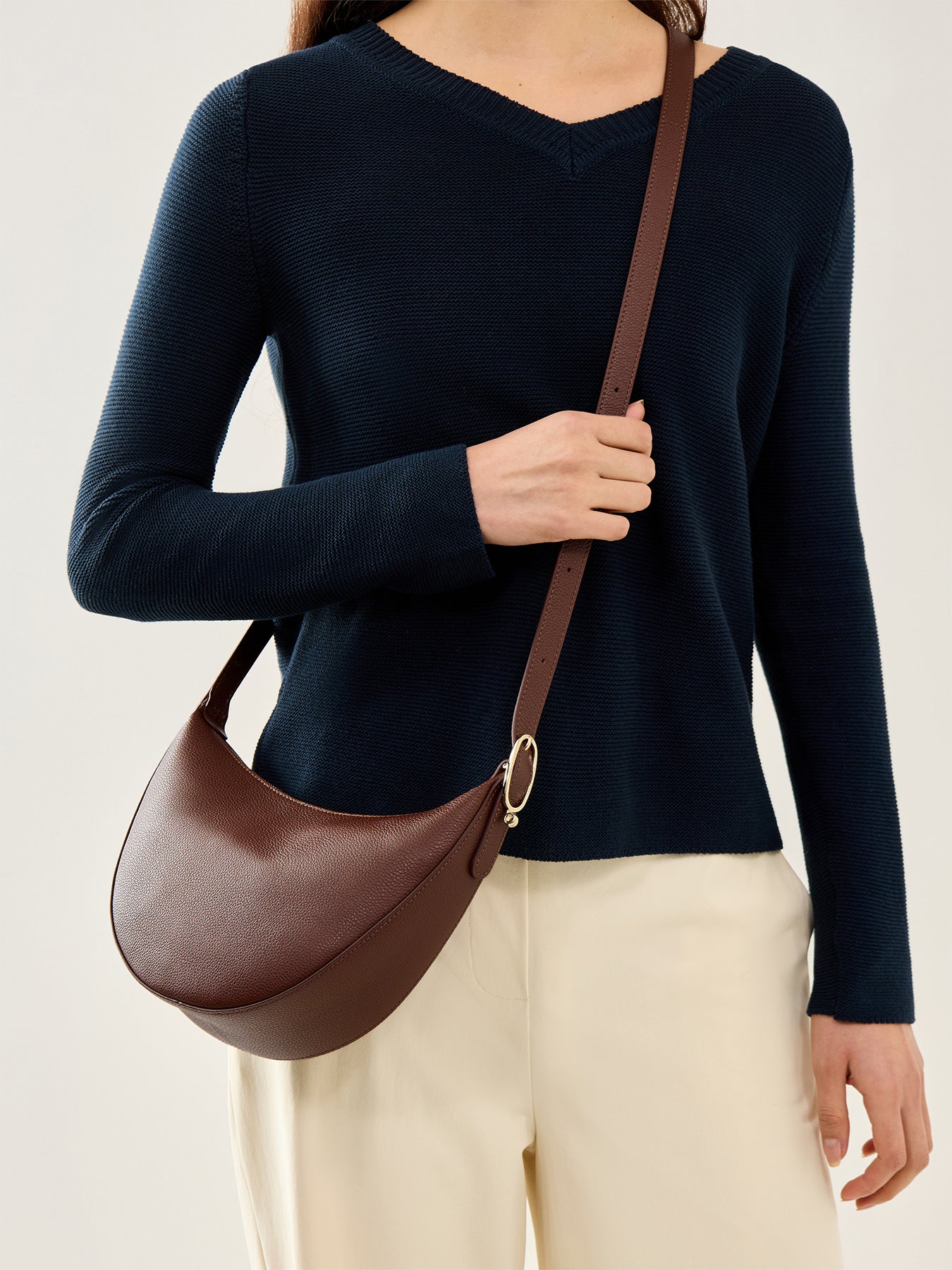 Le Foulonné Small Leather Crossbody Bag Coffee