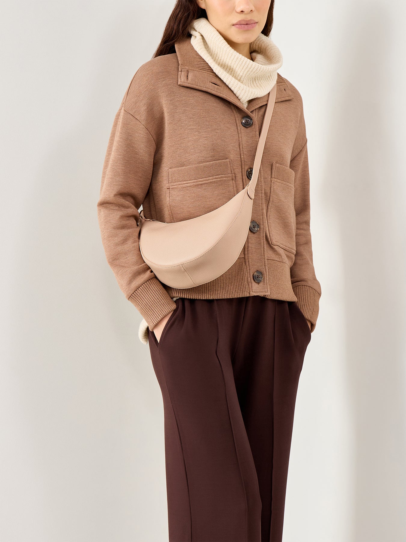Le Foulonné Small Leather Crossbody Bag Cream
