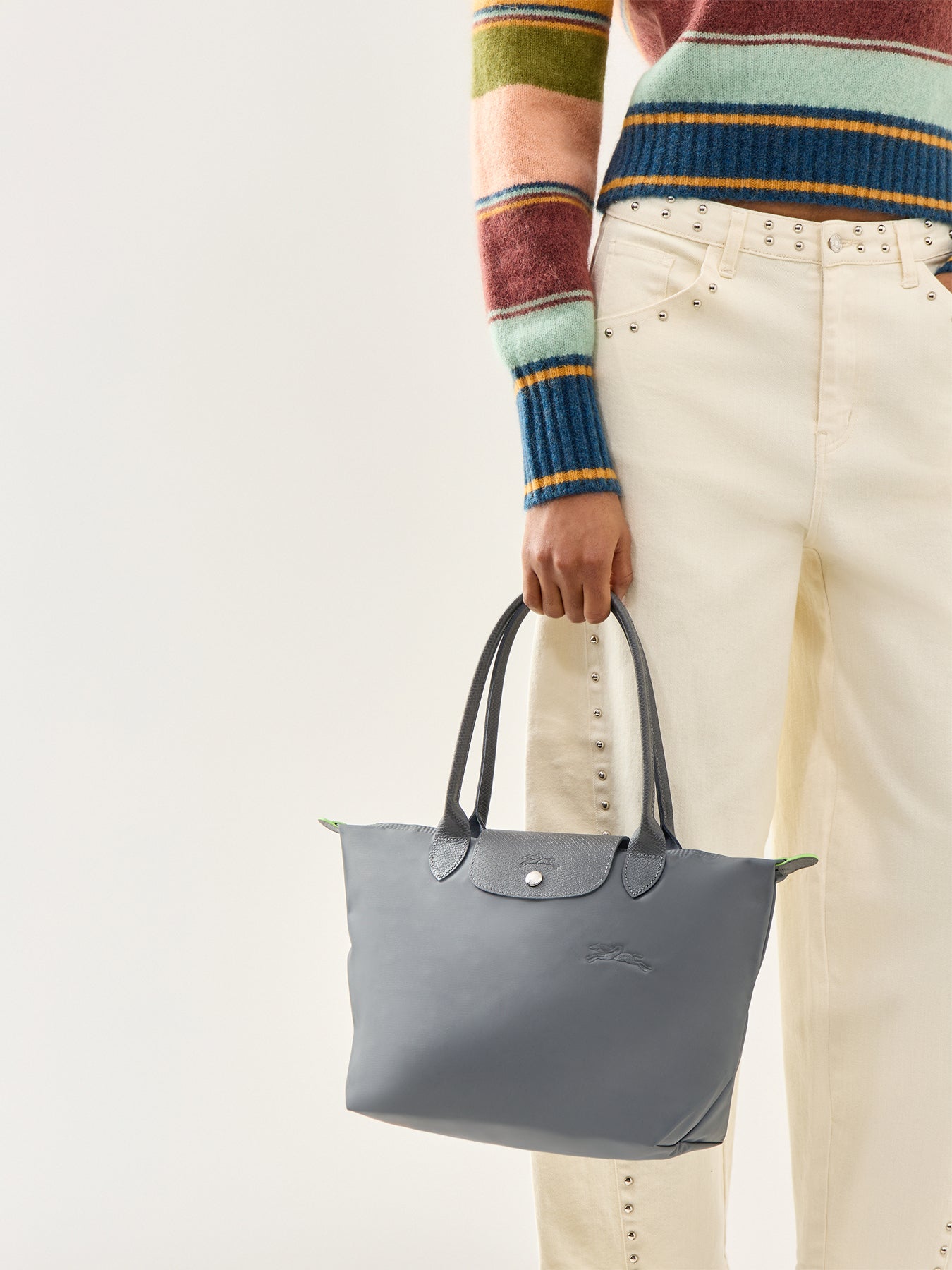 Le Pliage Green Medium Nylon Tote Bag Graphite