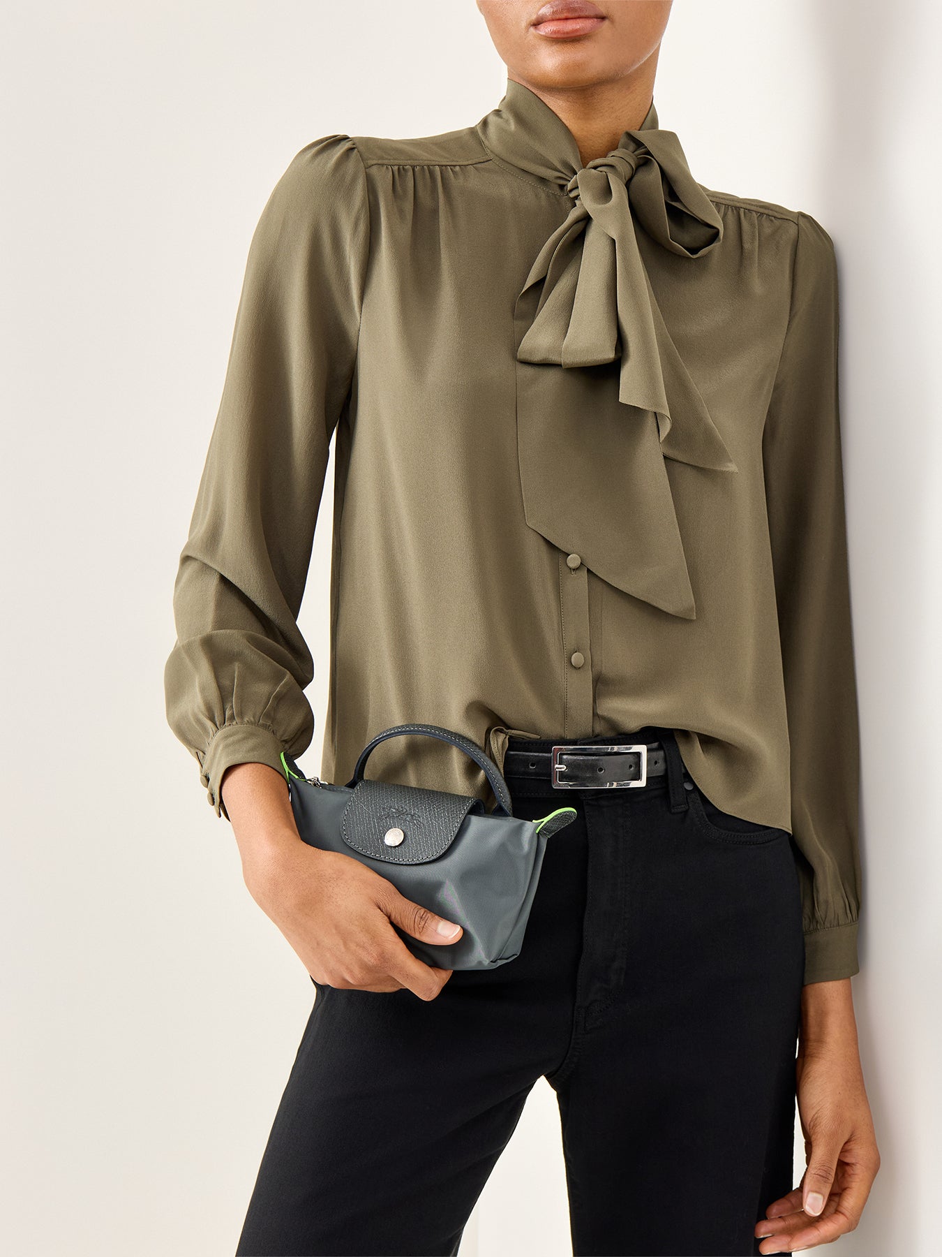 Le Pliage Green Nylon Pouch Graphite