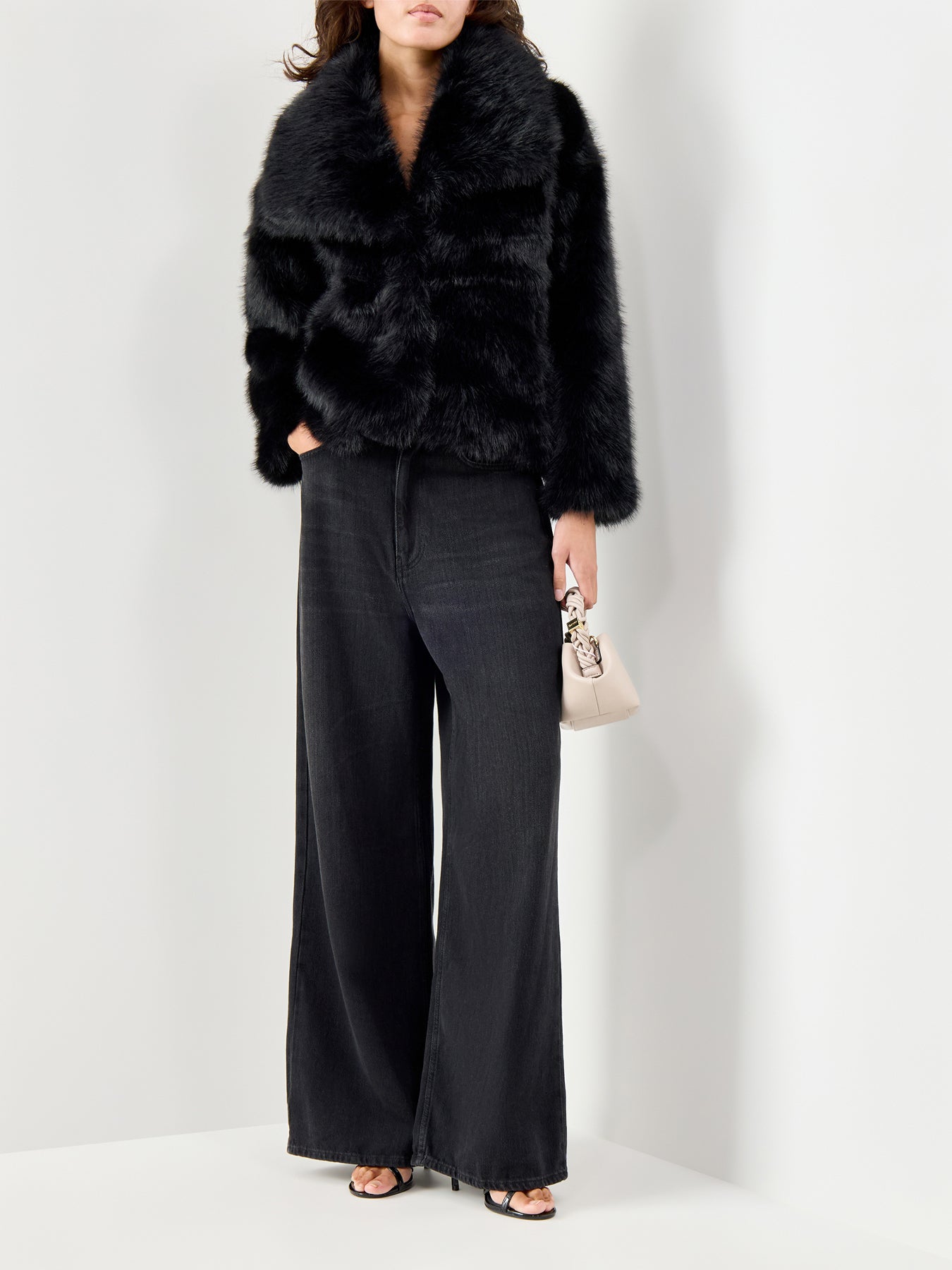 Ettalie Faux Fur Coat Black
