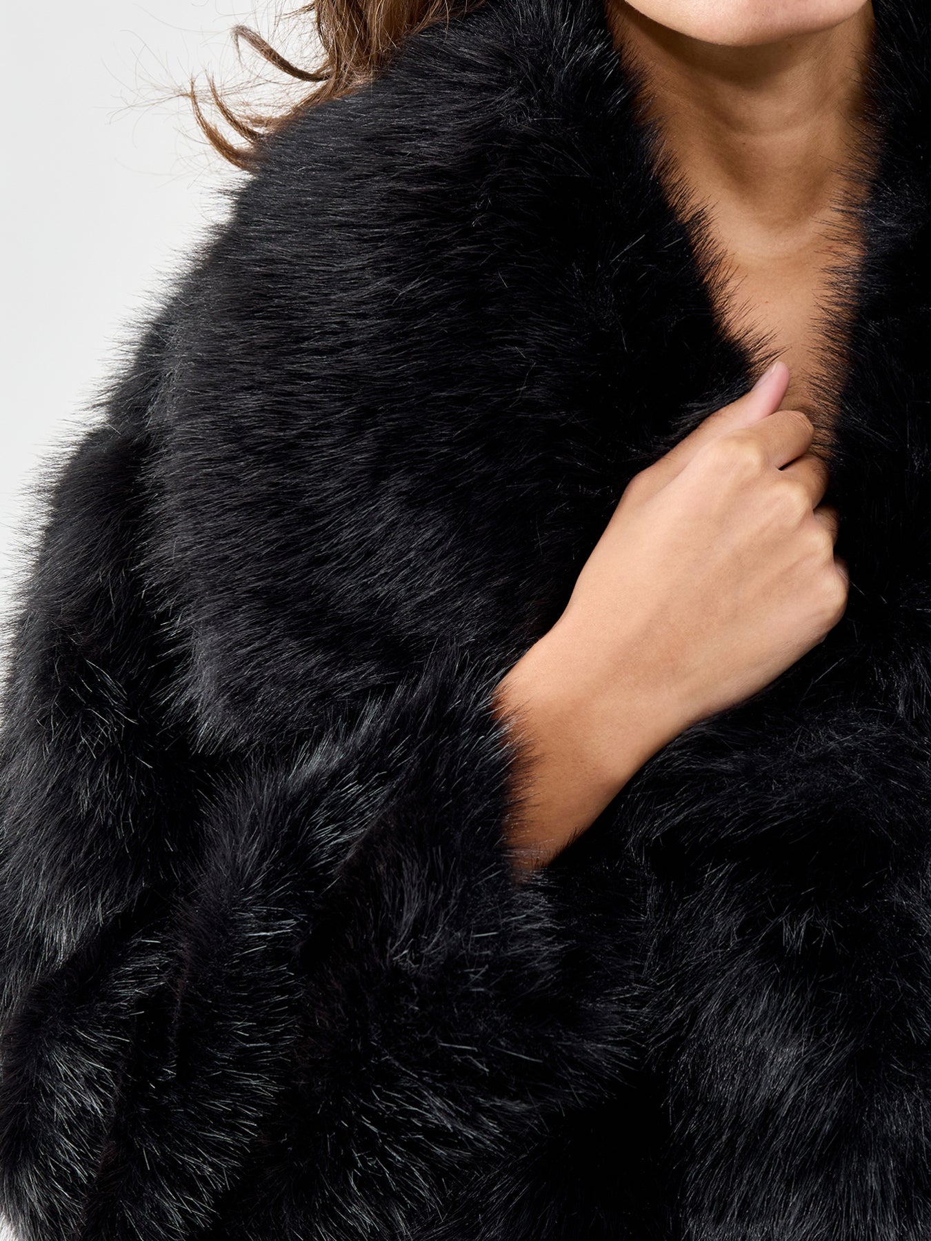 Ettalie Faux Fur Coat Black