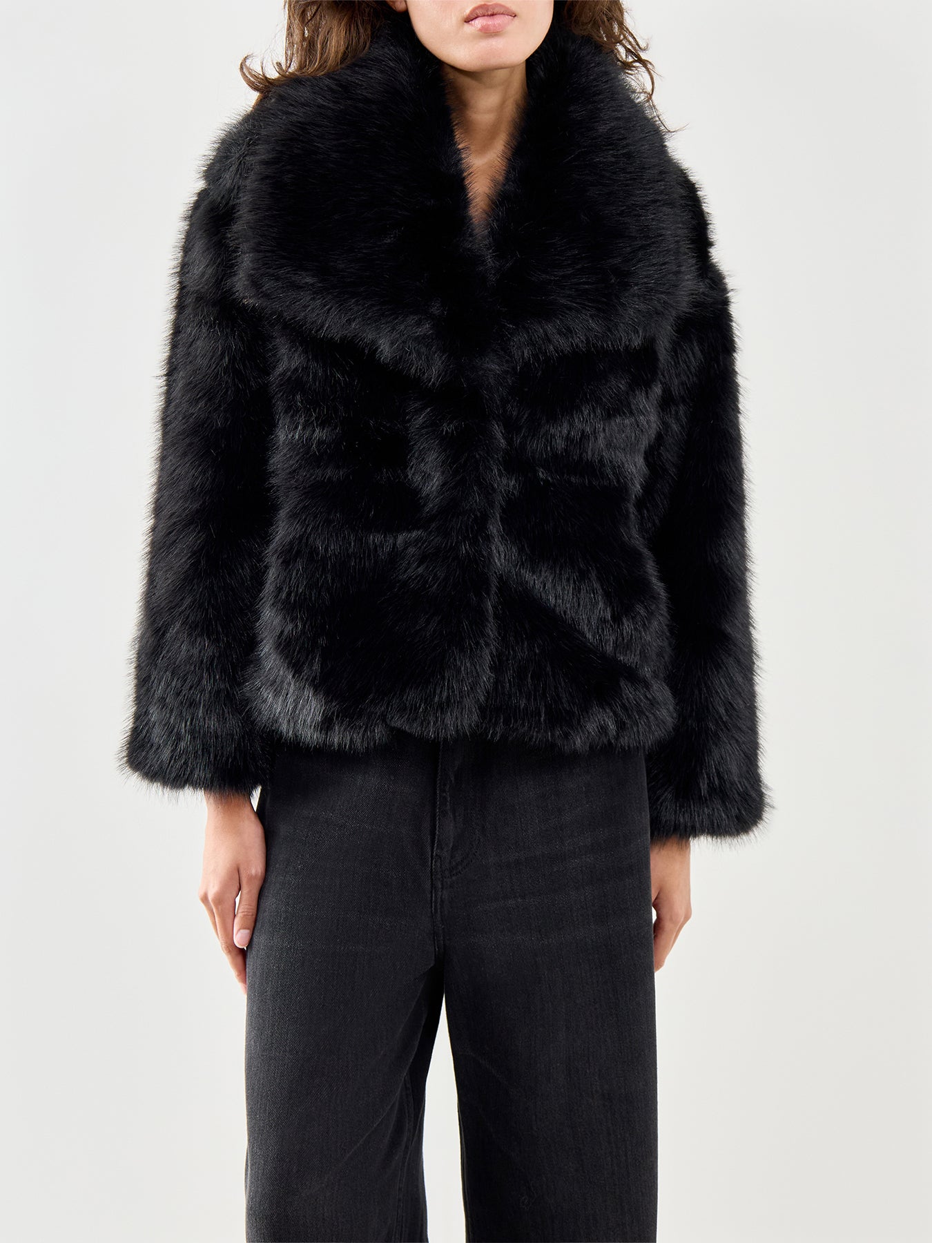 Ettalie Faux Fur Coat Black