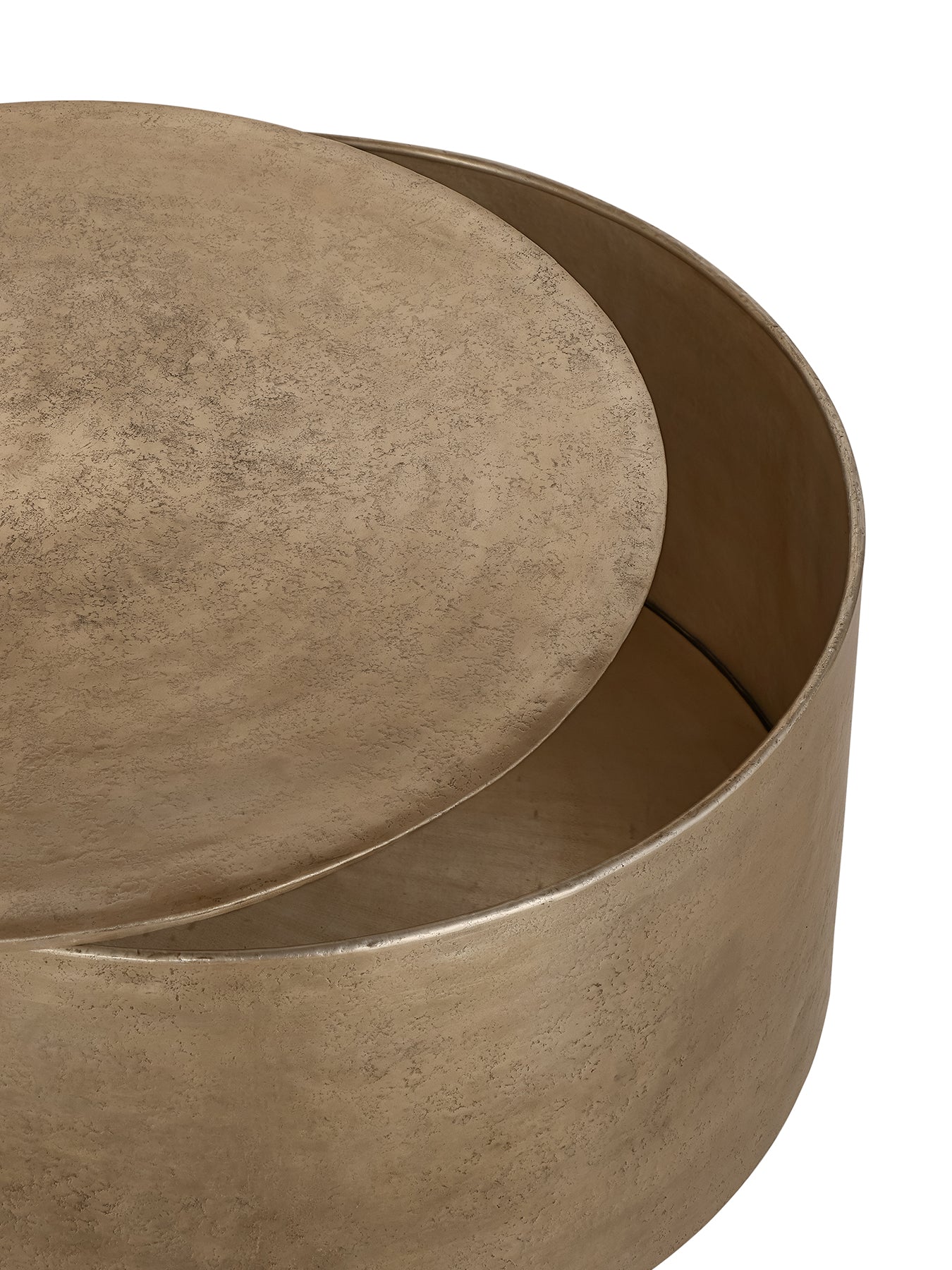 Zander Metal Drum Coffee Table Storage