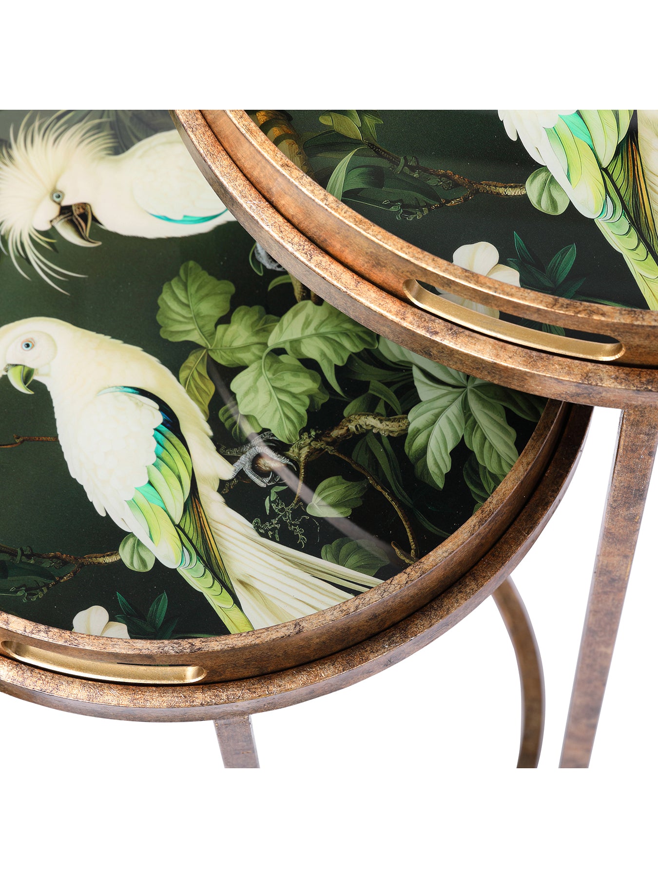 Tropical Birds Tray Tables Set of 2 Gold