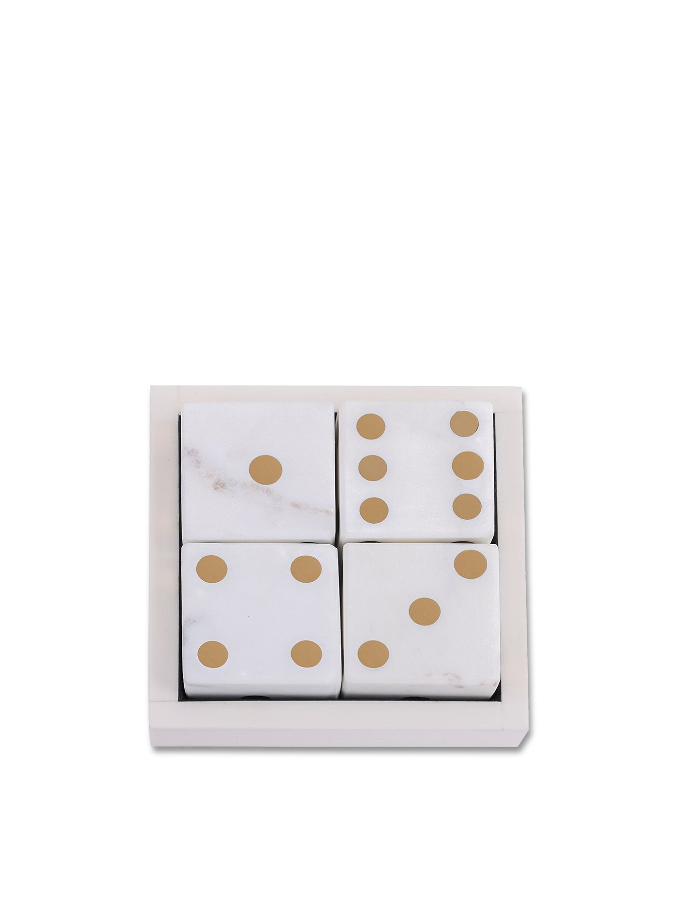 Harris Antique Brass & Marble Dice Set
